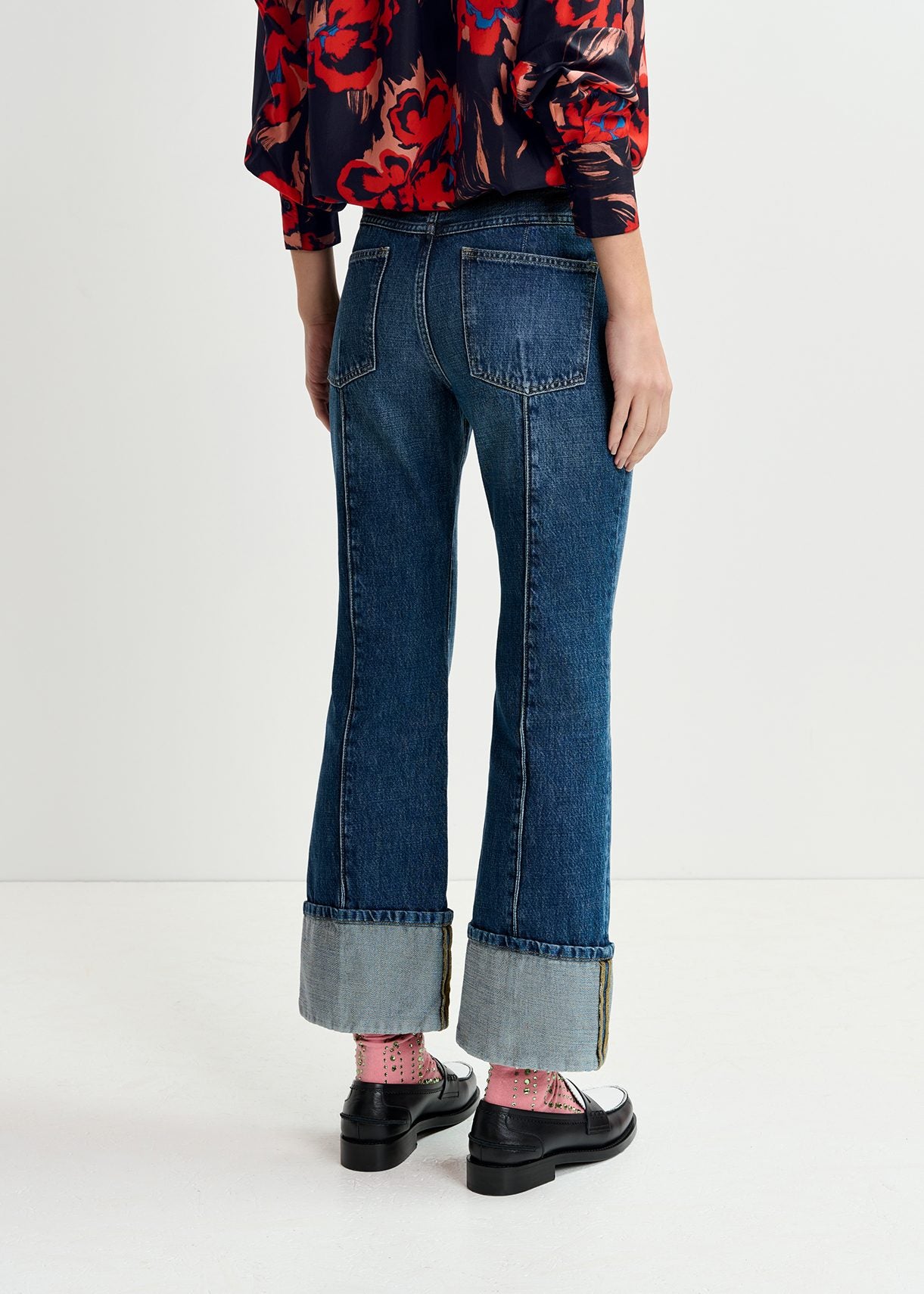 Kick flare blue jeans with turn-up hem RE—SSENTIEL | Essentiel second hand
