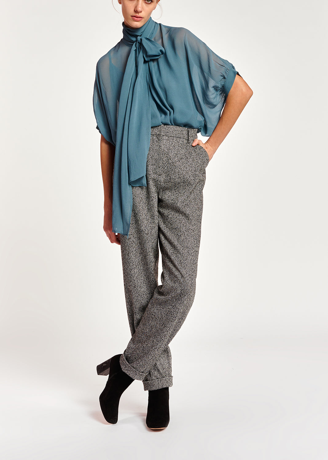 Blue voluminous sheer top RE—SSENTIEL | Essentiel second hand