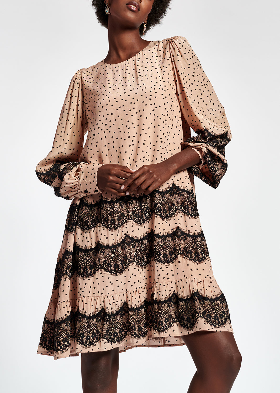 Peach lace-trimmed mini dress RE—SSENTIEL | Essentiel second hand