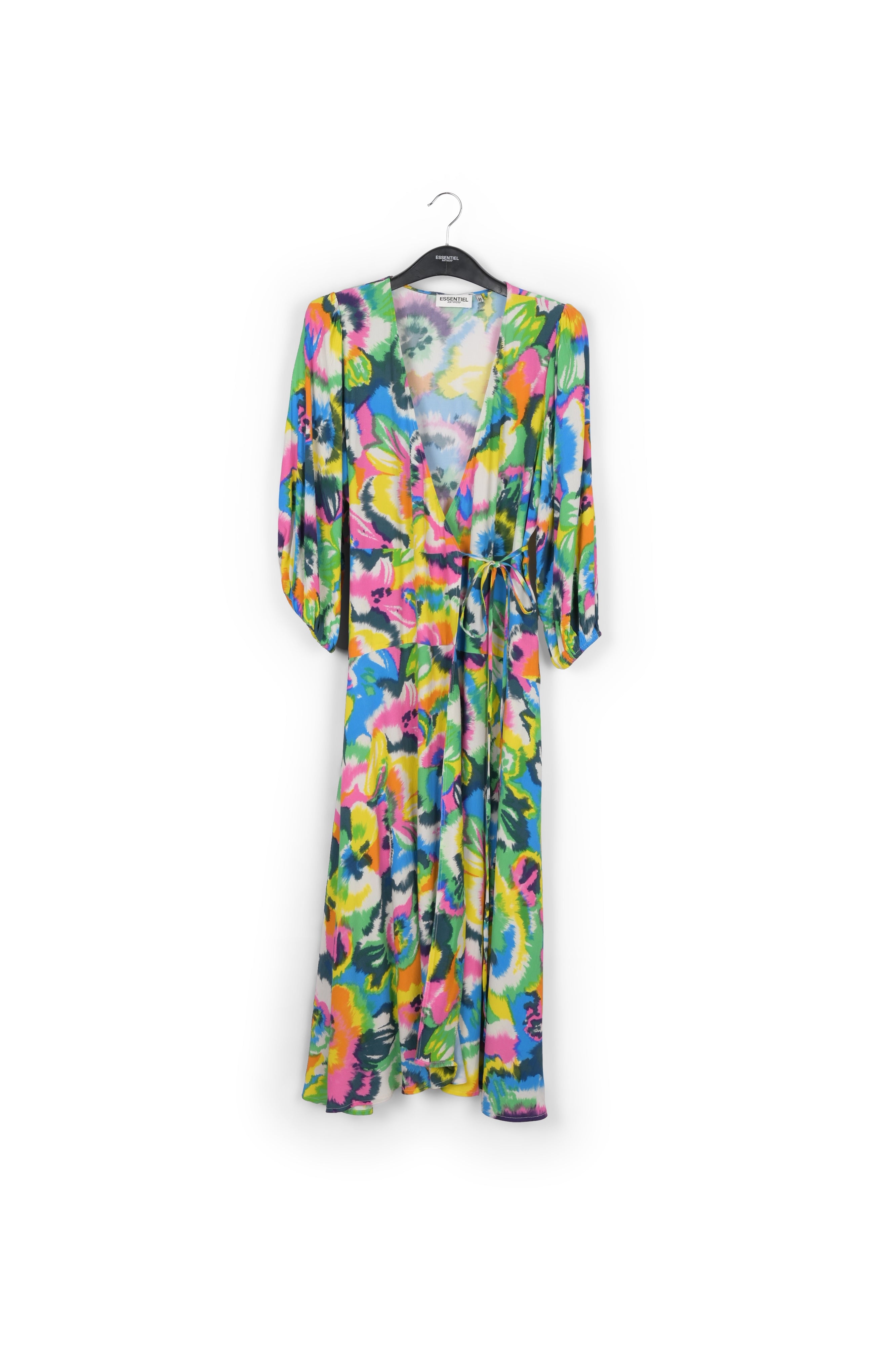 Multicolor floral print midi-length wrap dress RE—SSENTIEL | Essentiel second hand
