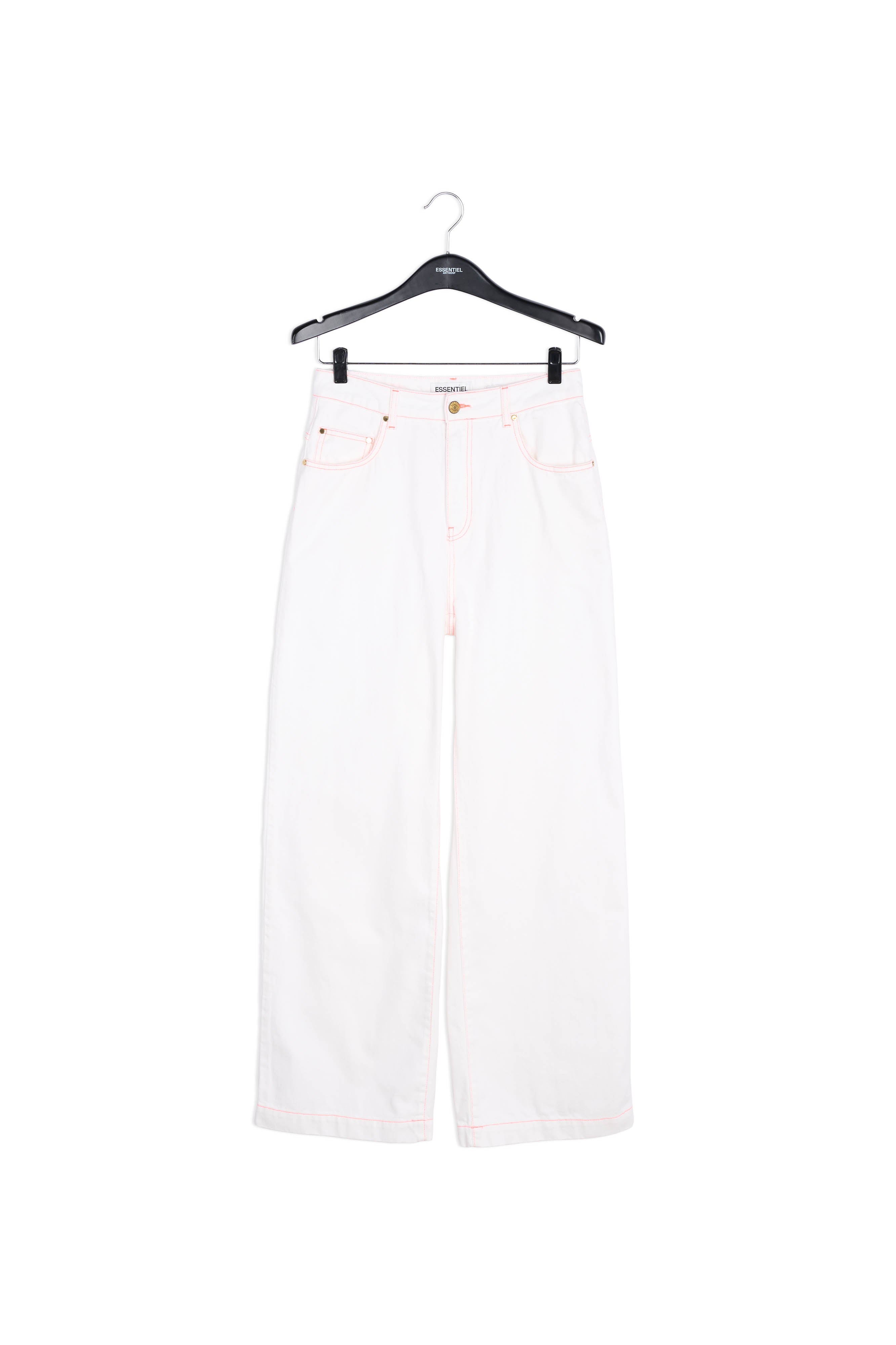 Off-white cotton high-rise wide-leg jeans RE—SSENTIEL | Essentiel second hand