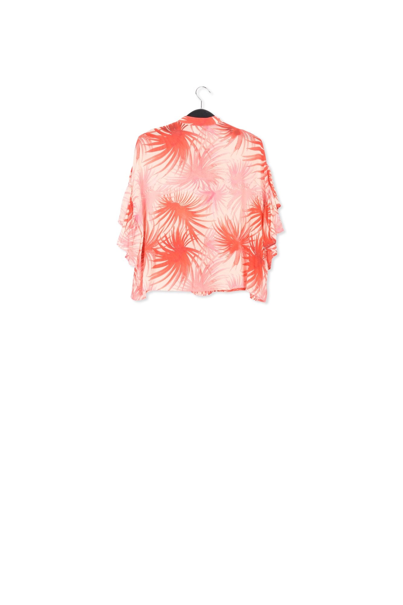 Orange ruffle-detailed top with palm leaf print RE—SSENTIEL | Essentiel second hand