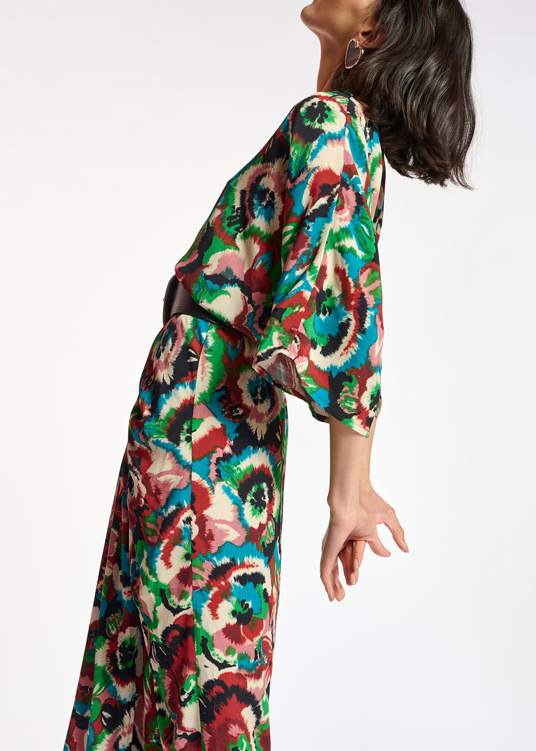 Multicolor kimono dress with floral print RE—SSENTIEL | Essentiel second hand