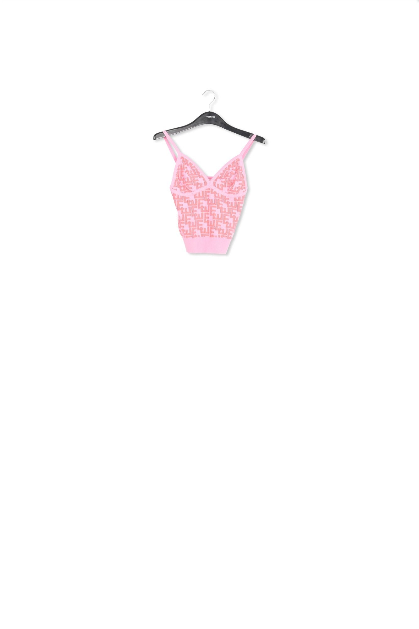 Roze en rode top in jacquard RE—SSENTIEL | Essentiel second hand