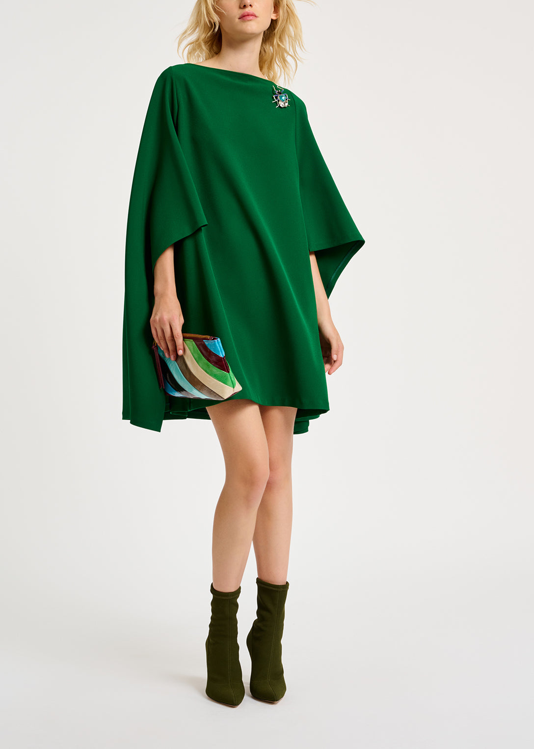 Mini-robe vert foncé à effet cape RE—SSENTIEL | Essentiel second hand