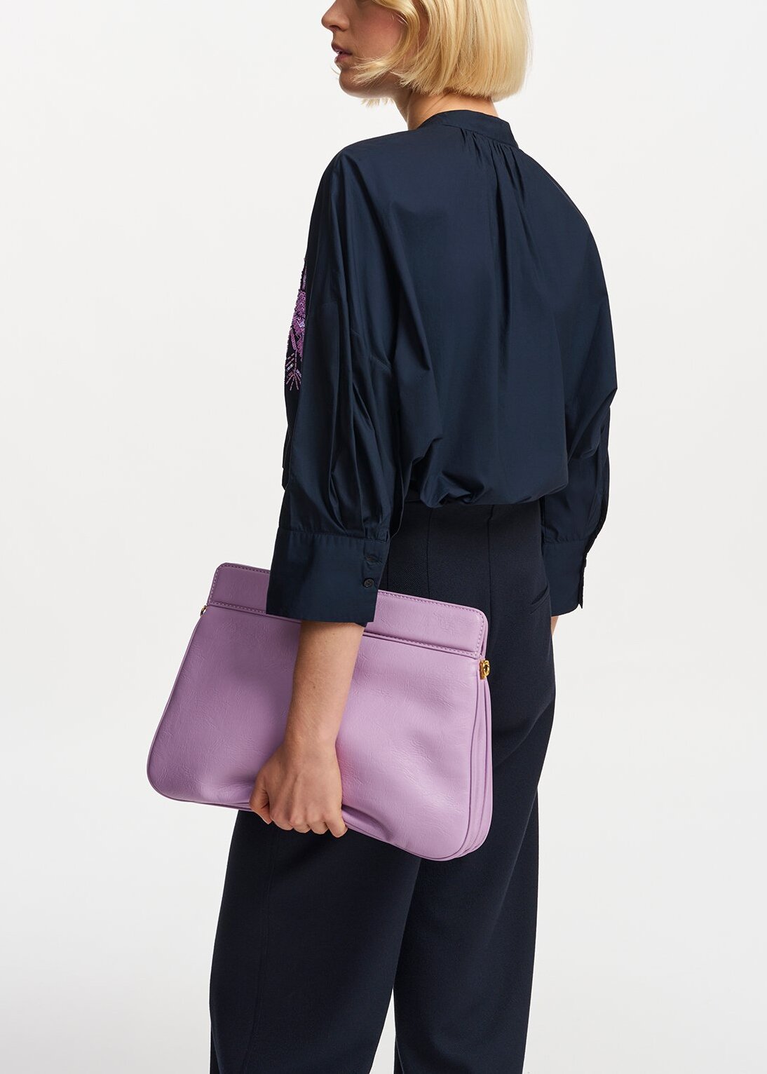 Chemise en coton bleu marine à broderie RE—SSENTIEL | Essentiel second hand