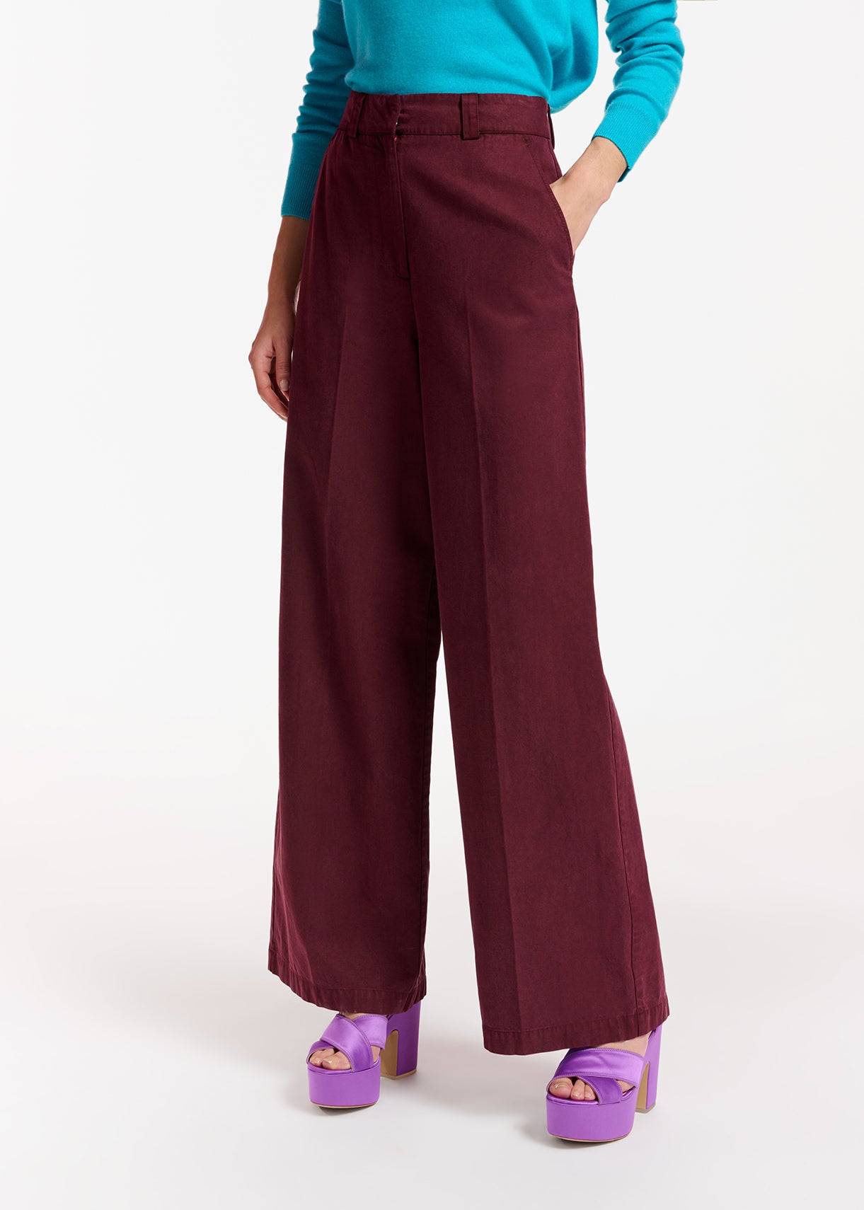 Burgundy straight-leg pants RE—SSENTIEL | Essentiel second hand