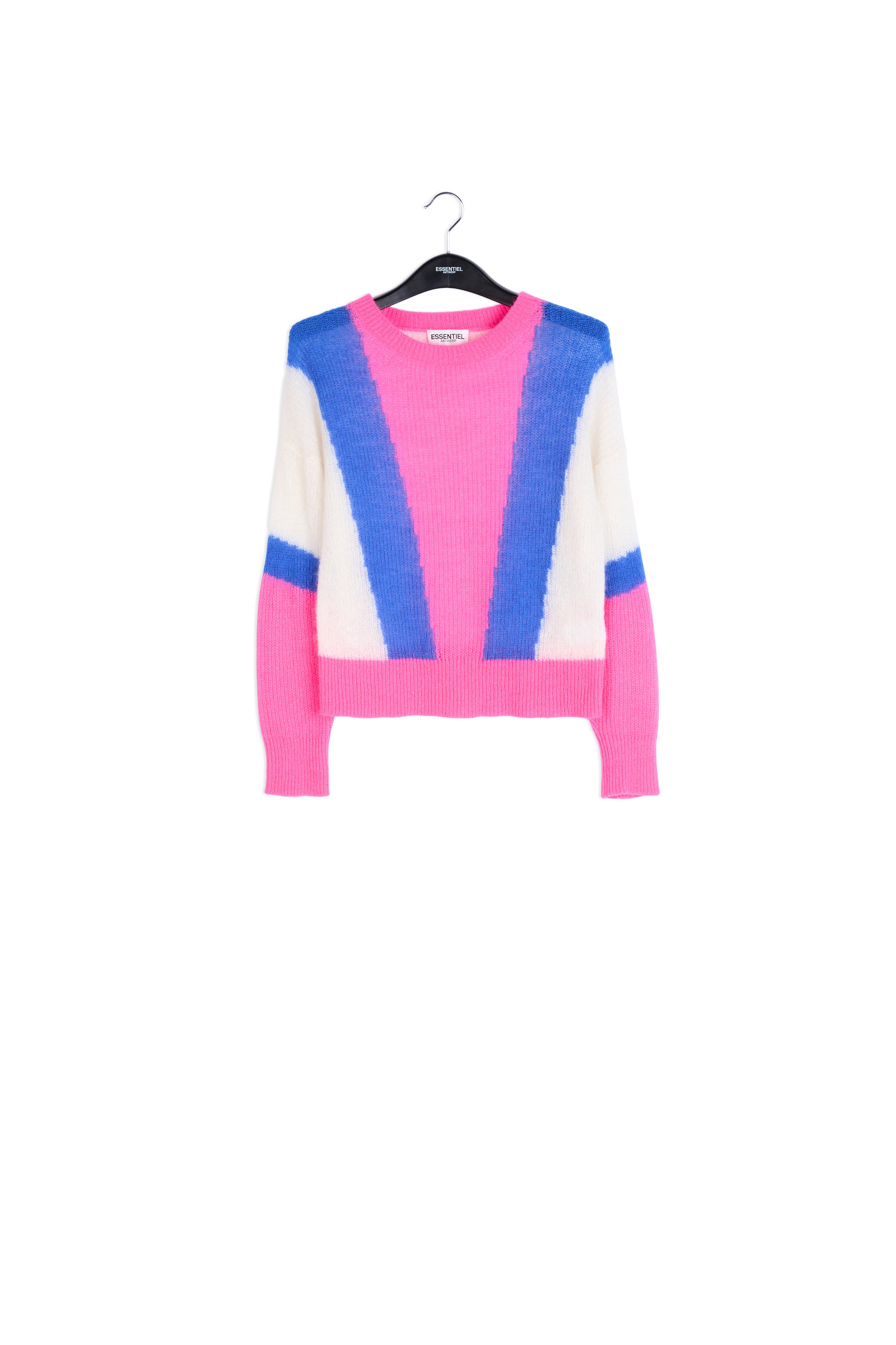Neon pink, cobalt blue and off-white mohair-blend sweater RE—SSENTIEL | Essentiel second hand