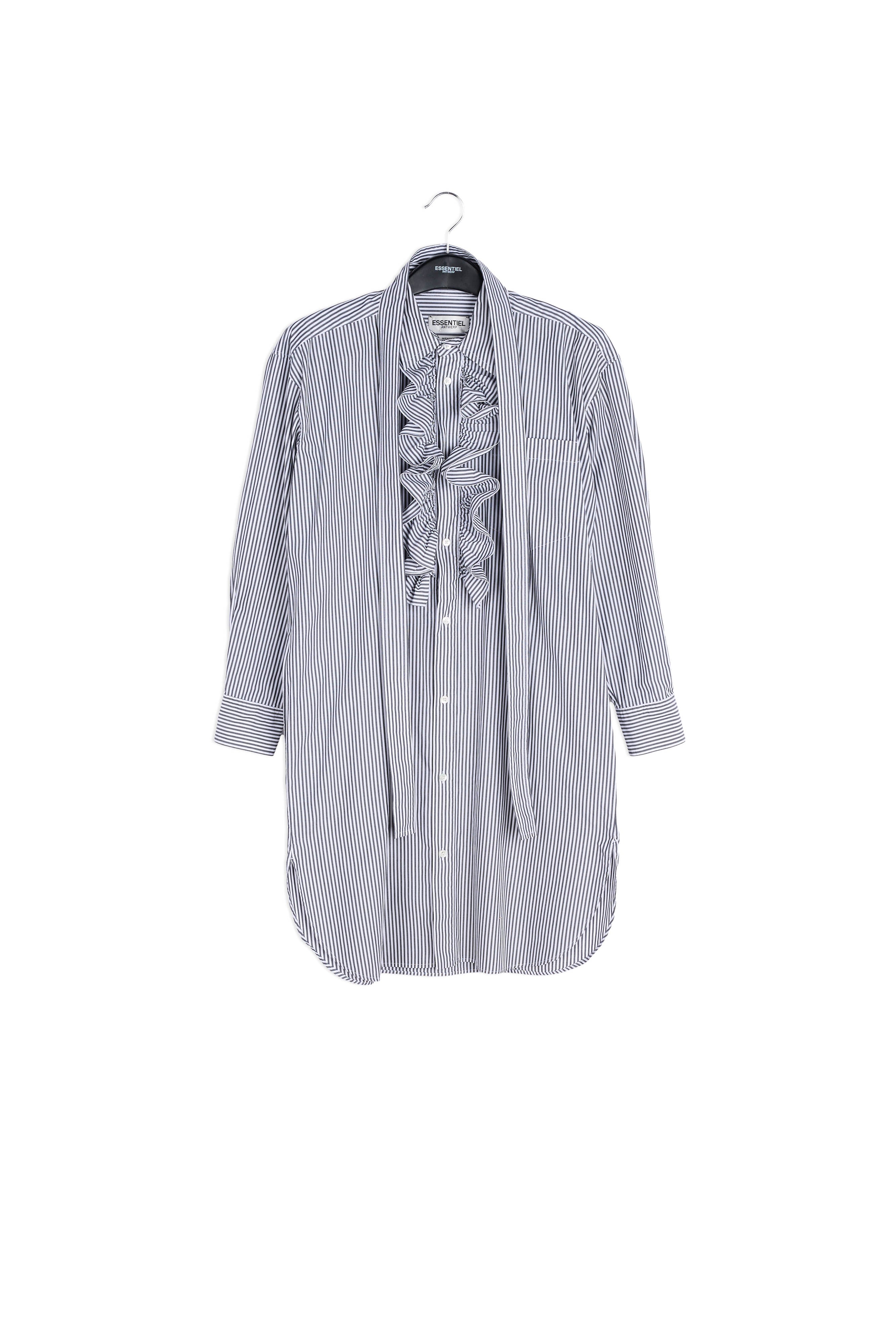 Robe chemise à rayures gris et blanc cassé RE—SSENTIEL | Essentiel second hand