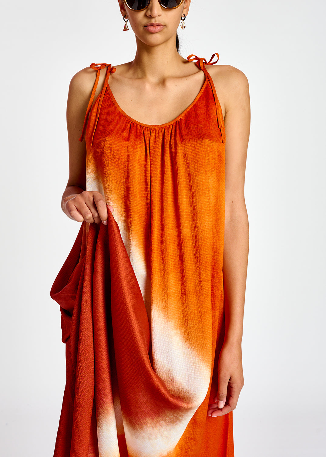 Orange strappy tie-dye maxi dress RE—SSENTIEL | Essentiel second hand
