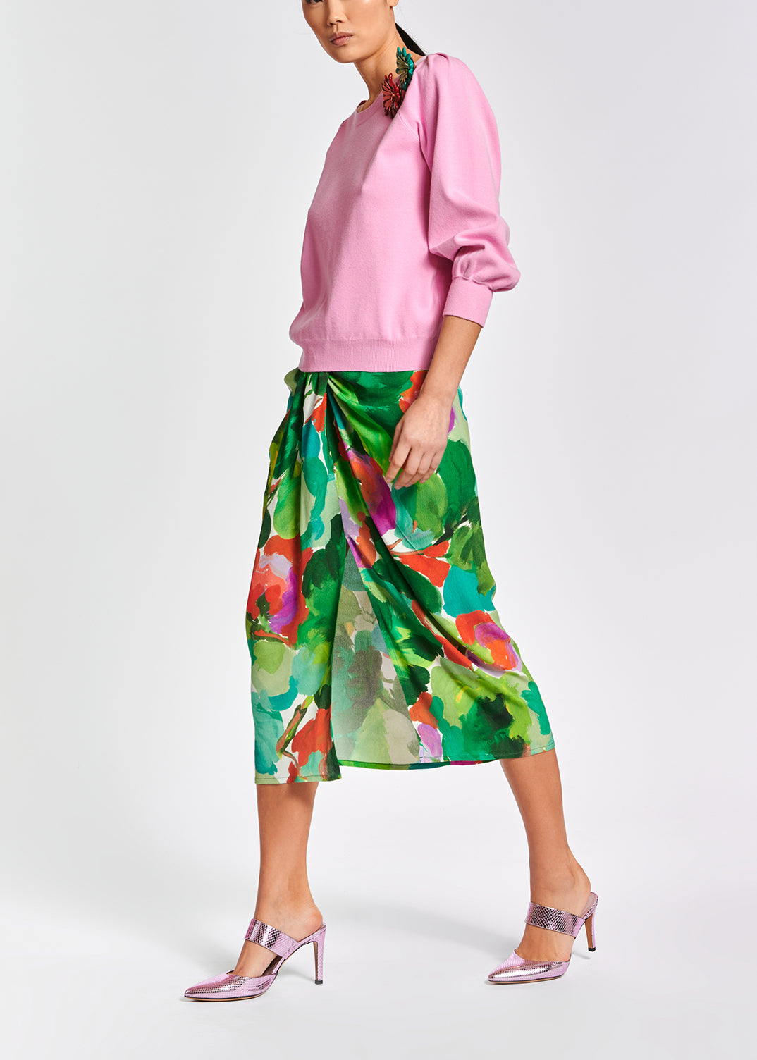 Pull rose clair aux détails plissés RE—SSENTIEL | Essentiel second hand