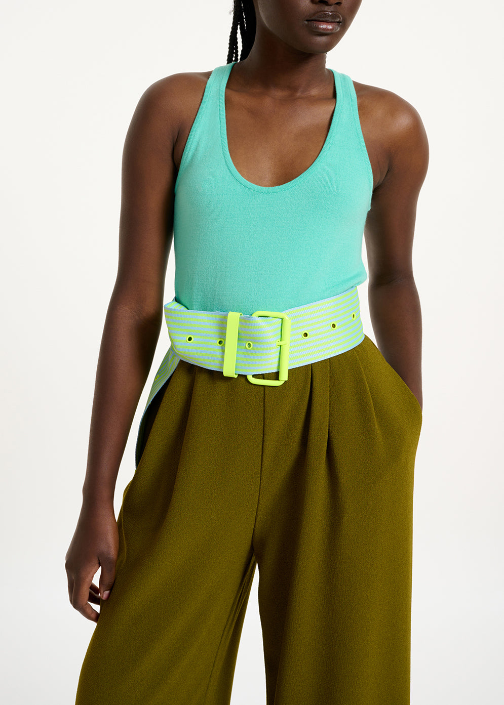 Turquoise fine-knit tank top RE—SSENTIEL | Essentiel second hand