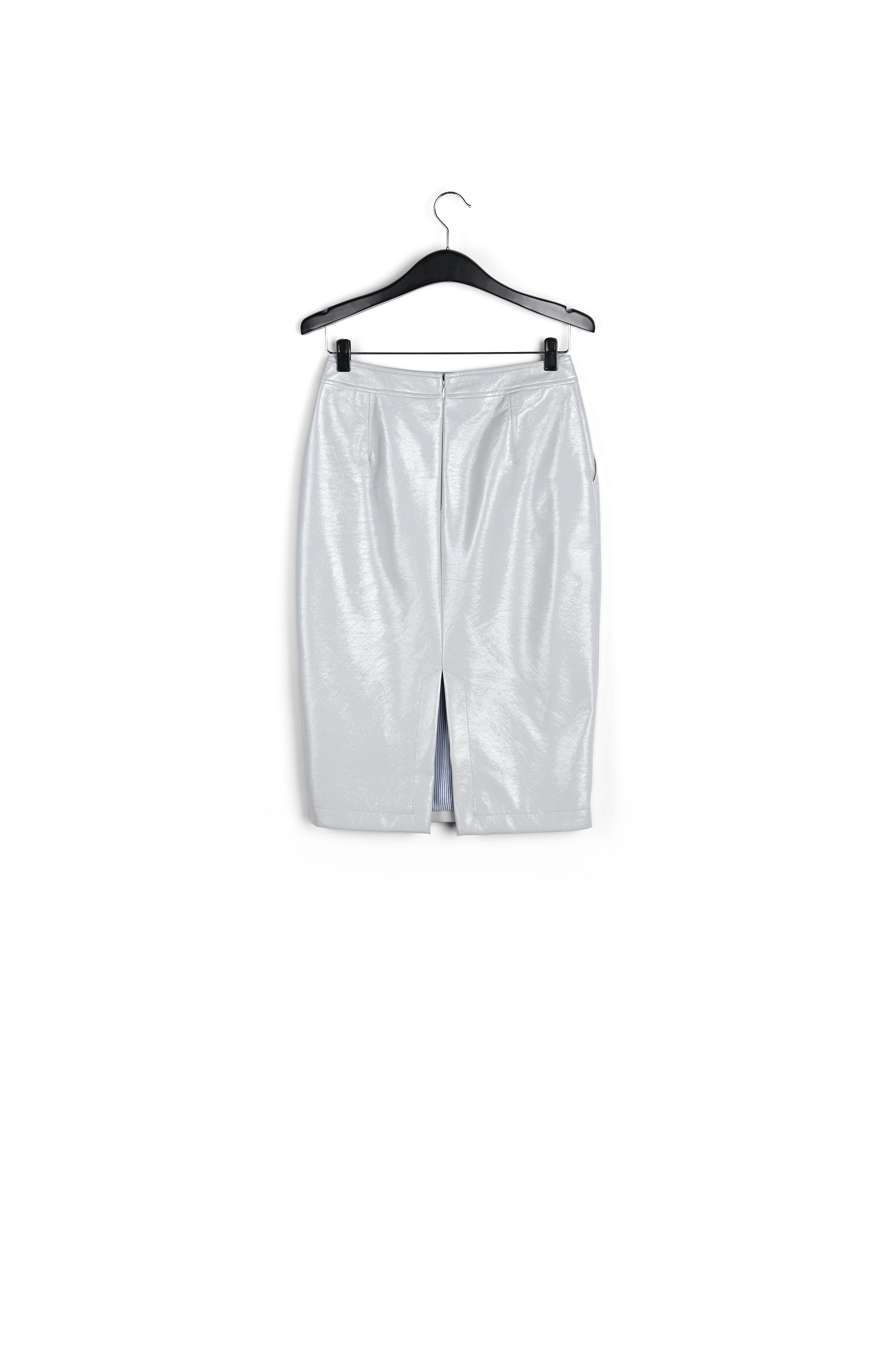 Jupe fourreau en simili cuir verni gris RE—SSENTIEL | Essentiel second hand