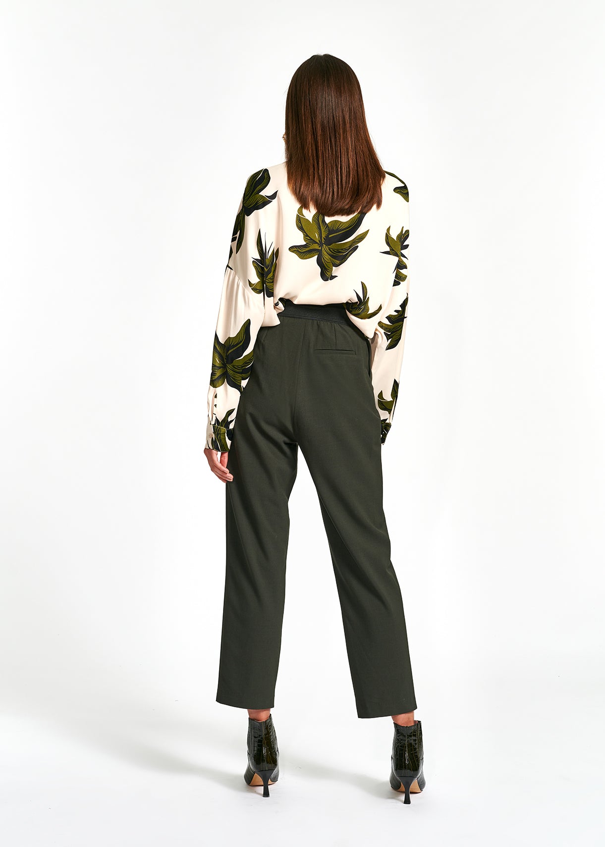 Off-white and green floral print shirt RE—SSENTIEL | Essentiel second hand