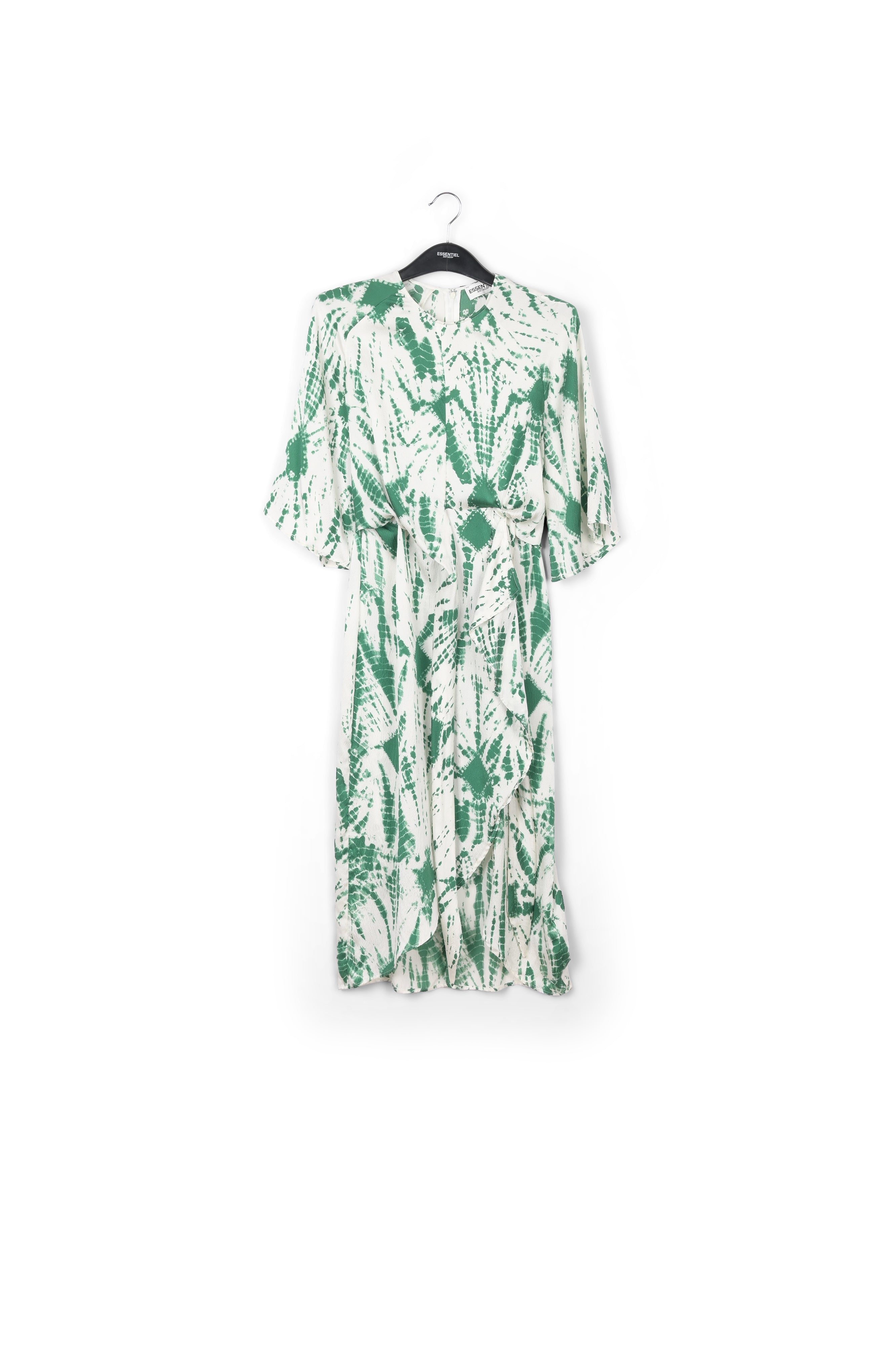 Off-white and green tie-dyed silk midi dress RE—SSENTIEL | Essentiel second hand