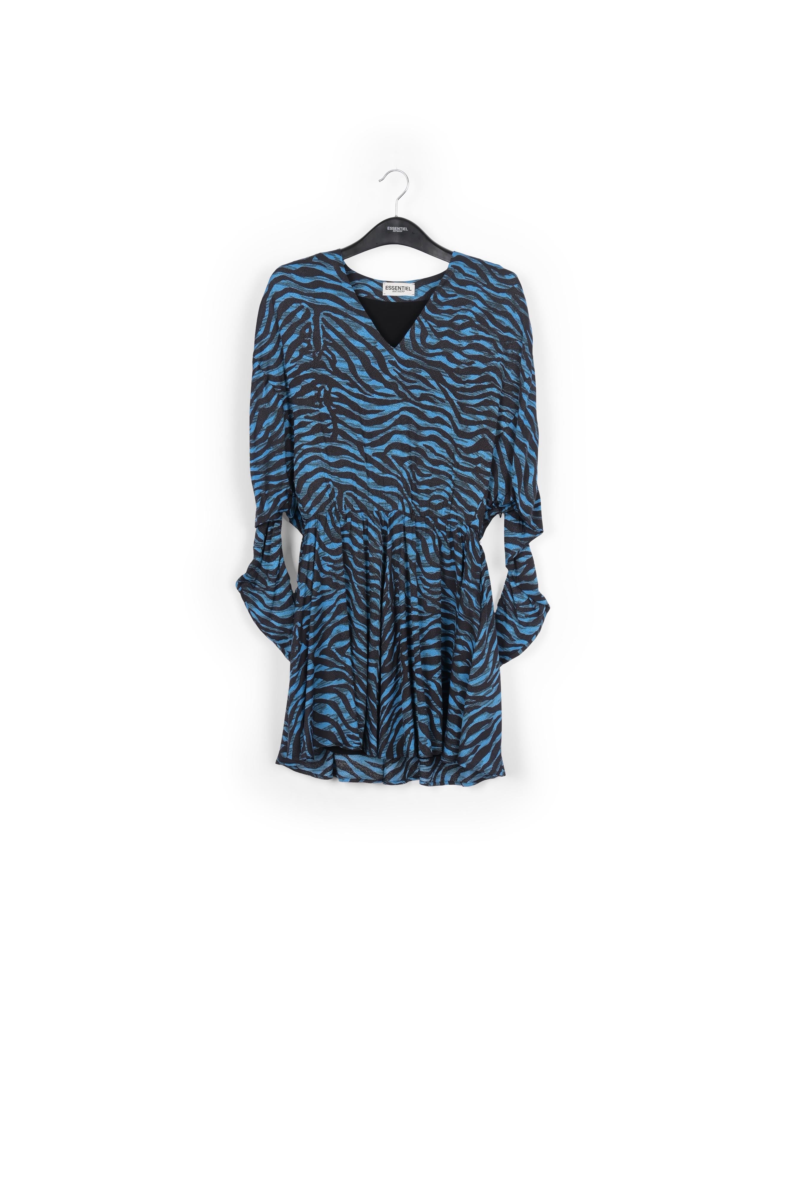 Turquoise and black zebra print mini dress RE—SSENTIEL | Essentiel second hand
