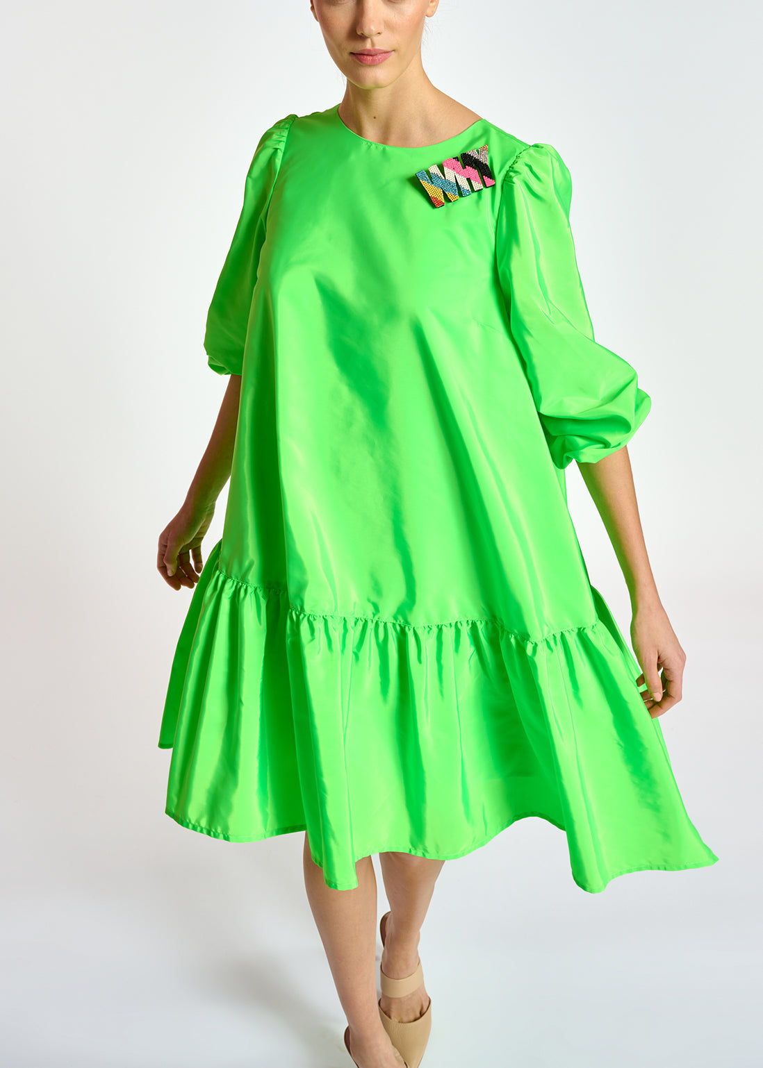 Neon green oversized mini dress RE—SSENTIEL | Essentiel second hand