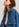 Donkerblauw geperforeerd oversized jeansvest Faume - seconde main