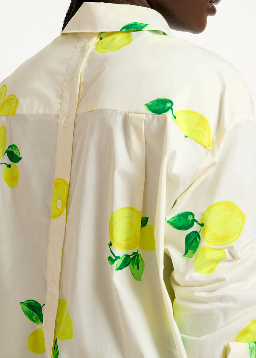 White cotton shirt with lemon print RE—SSENTIEL | Essentiel second hand