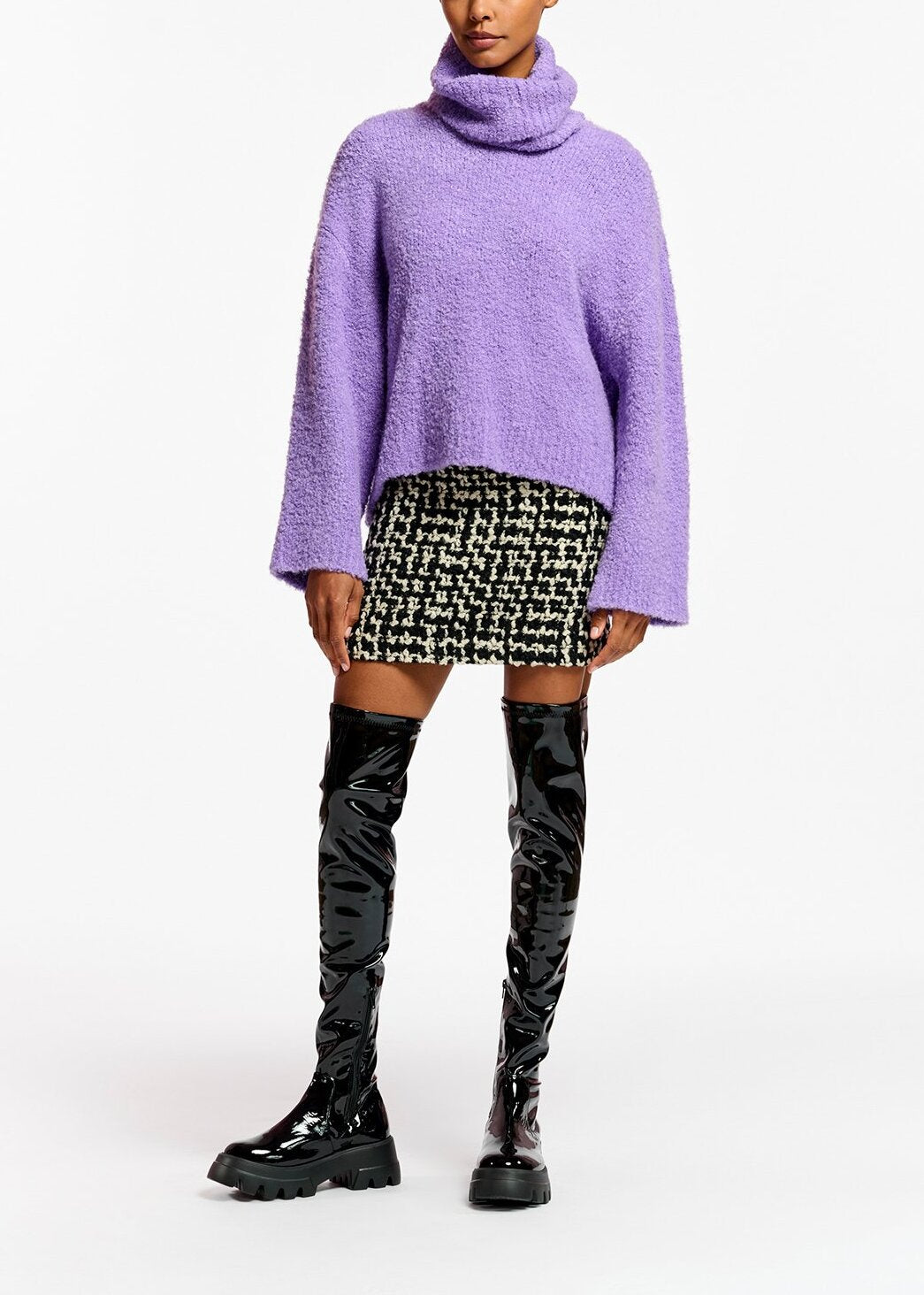 Dark lilac knit sweater with separate collar RE—SSENTIEL | Essentiel second hand