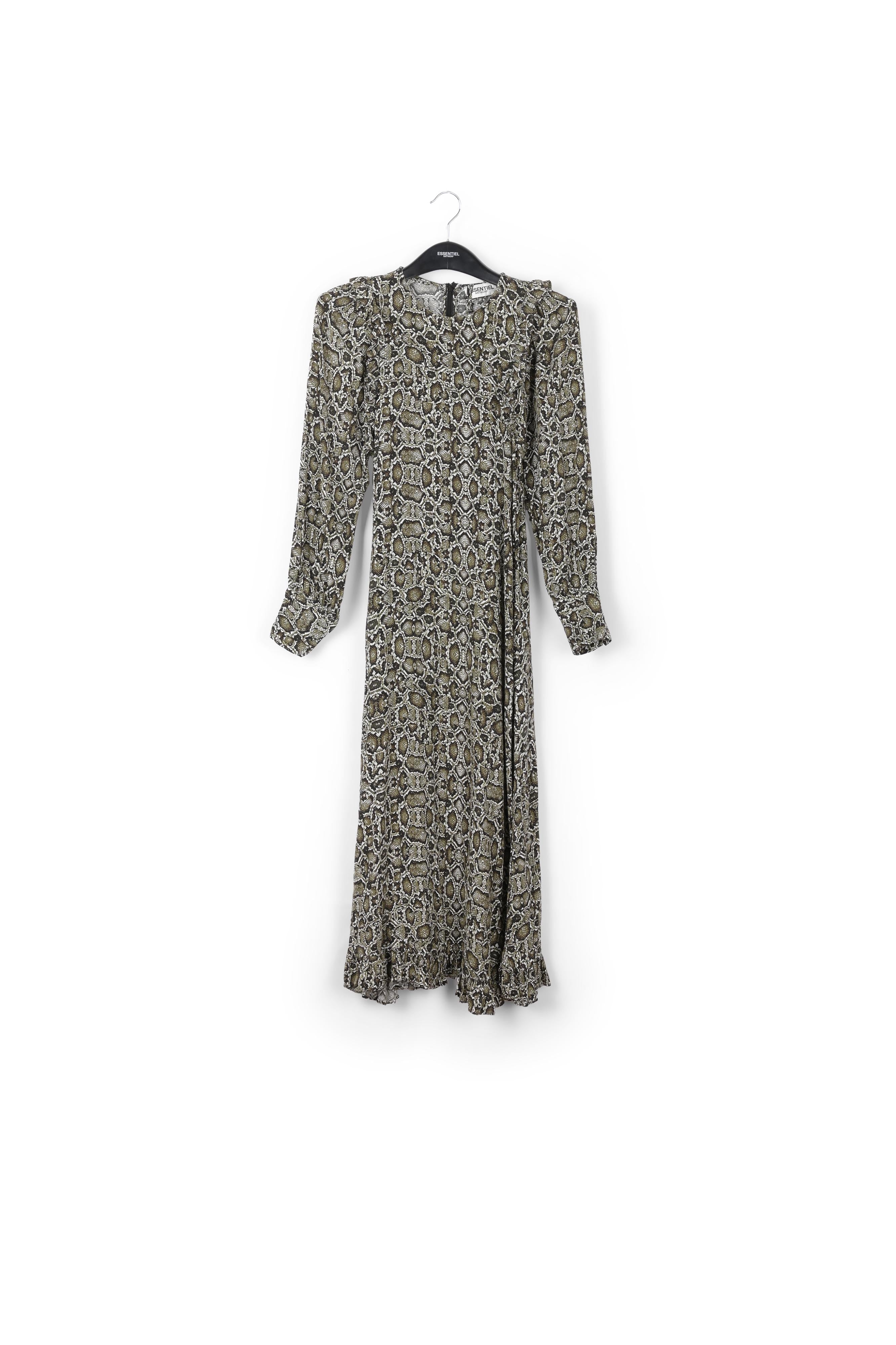 Robe midi vert kaki à imprimé serpent RE—SSENTIEL | Essentiel second hand