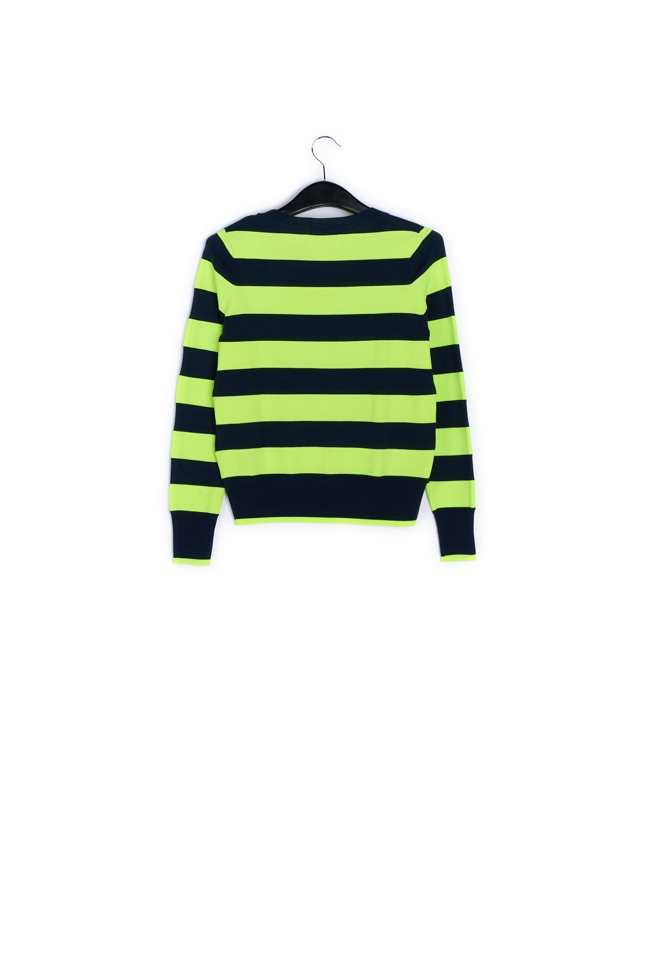 Dark blue and neon yellow striped sweater RE—SSENTIEL | Essentiel second hand