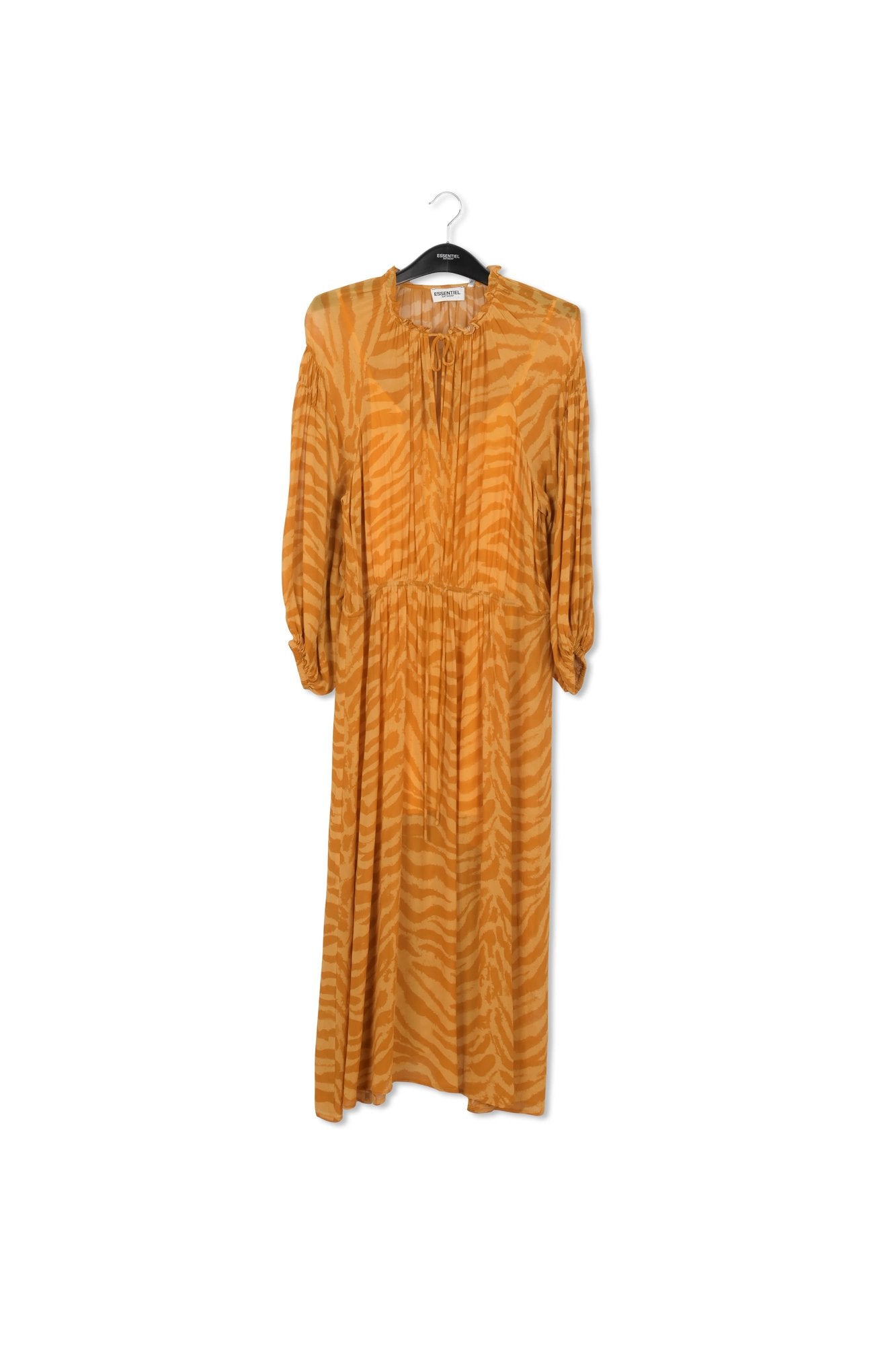 Ochre zebra-print loose-fit maxi dress RE—SSENTIEL | Essentiel second hand