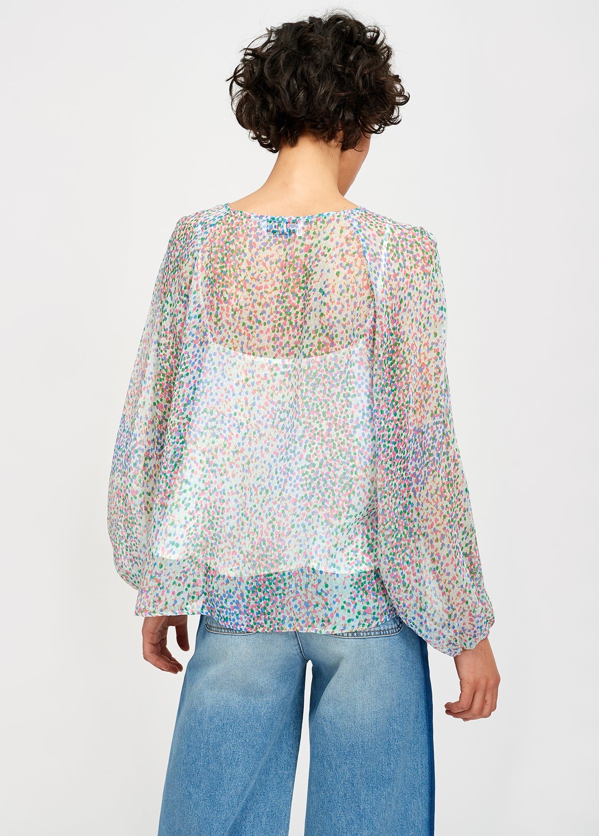 Light sheer silk top with dot print RE—SSENTIEL | Essentiel second hand