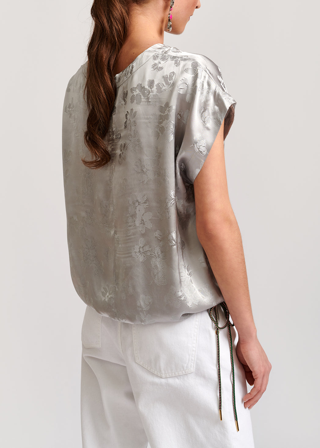 Top gris en jacquard fleuri RE—SSENTIEL | Essentiel second hand