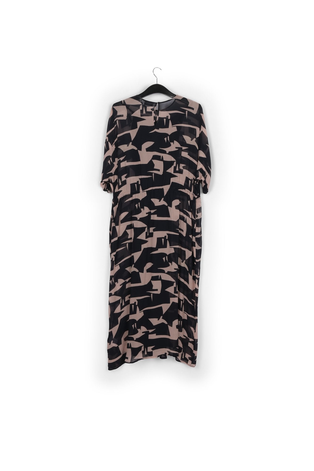 Dark blue and beige abstract print mini dress RE—SSENTIEL | Essentiel second hand