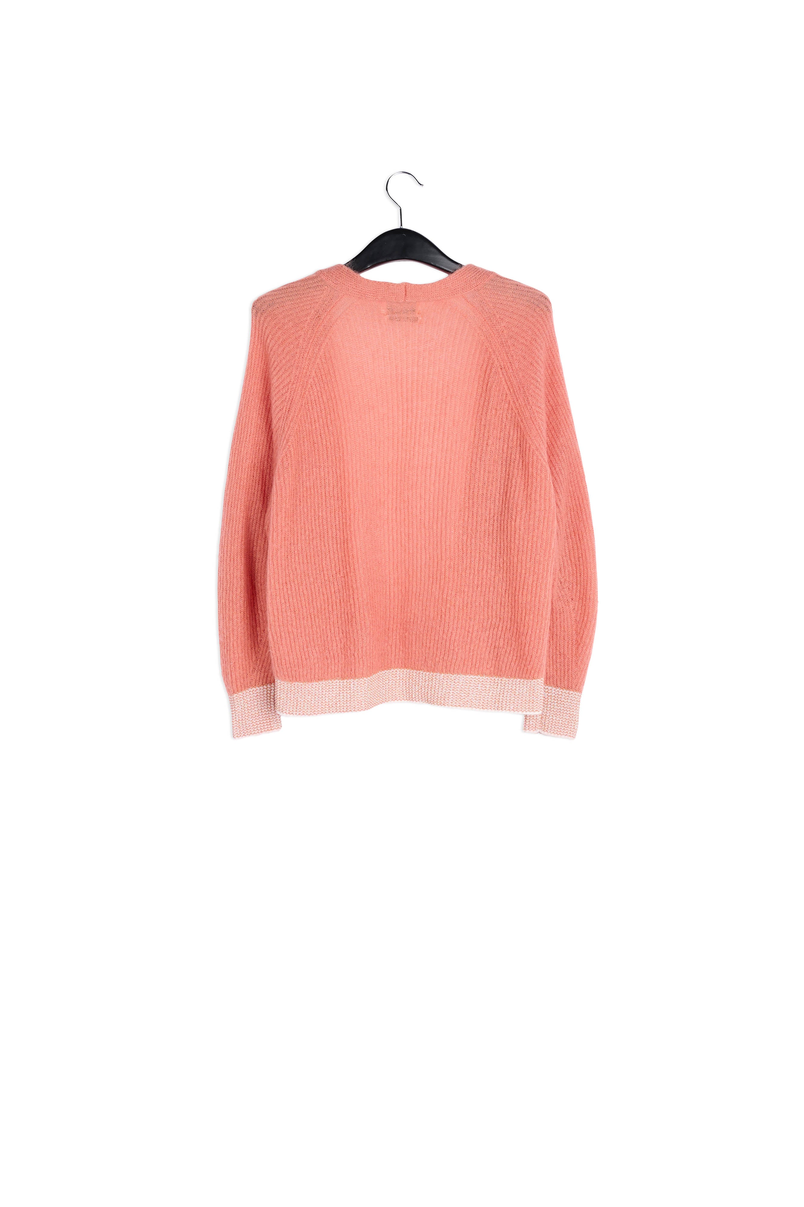 Taupe ribbed open cardigan with accentuated trims RE—SSENTIEL | Essentiel second hand