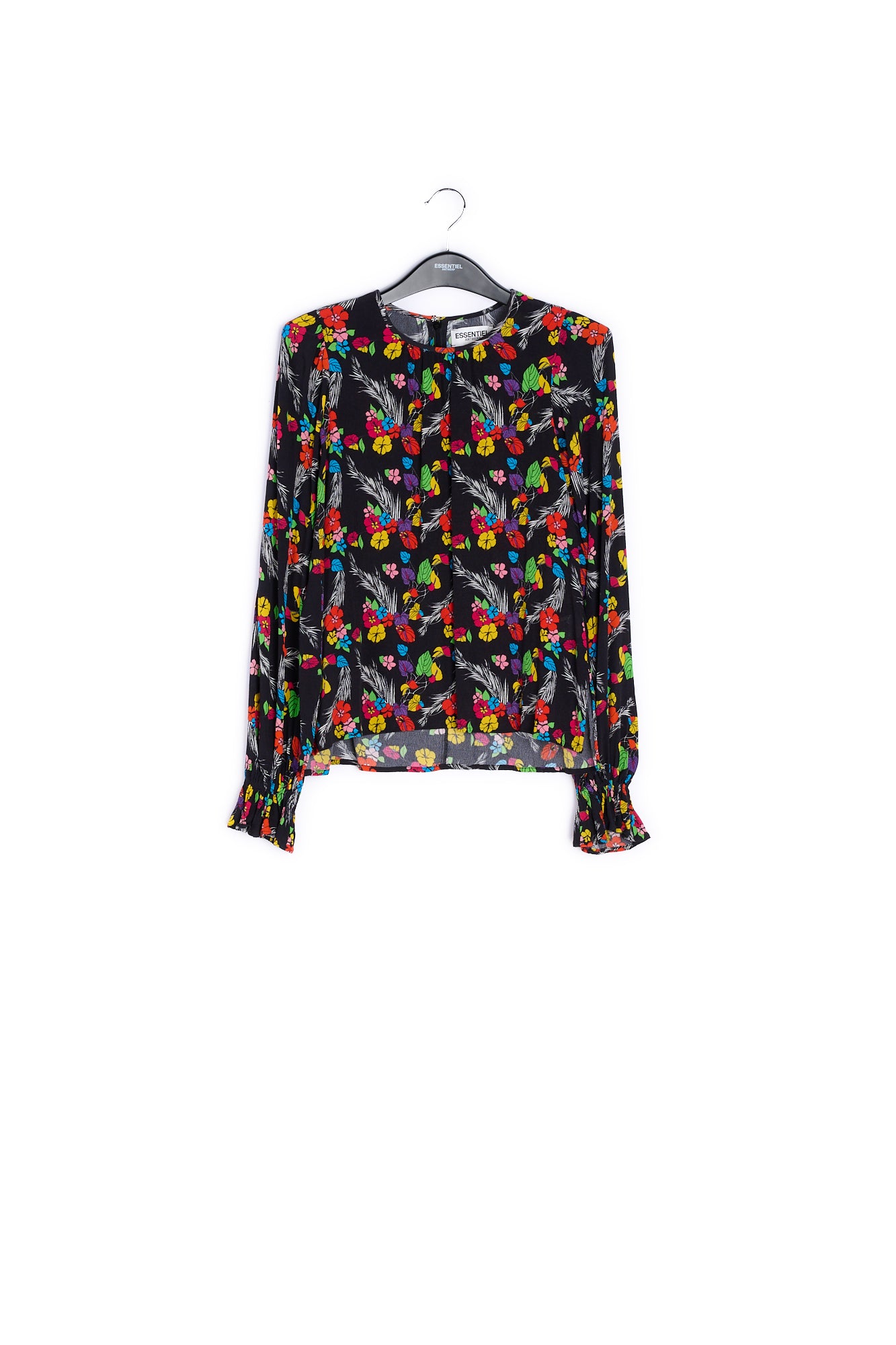 Black tropical print top RE—SSENTIEL | Essentiel second hand
