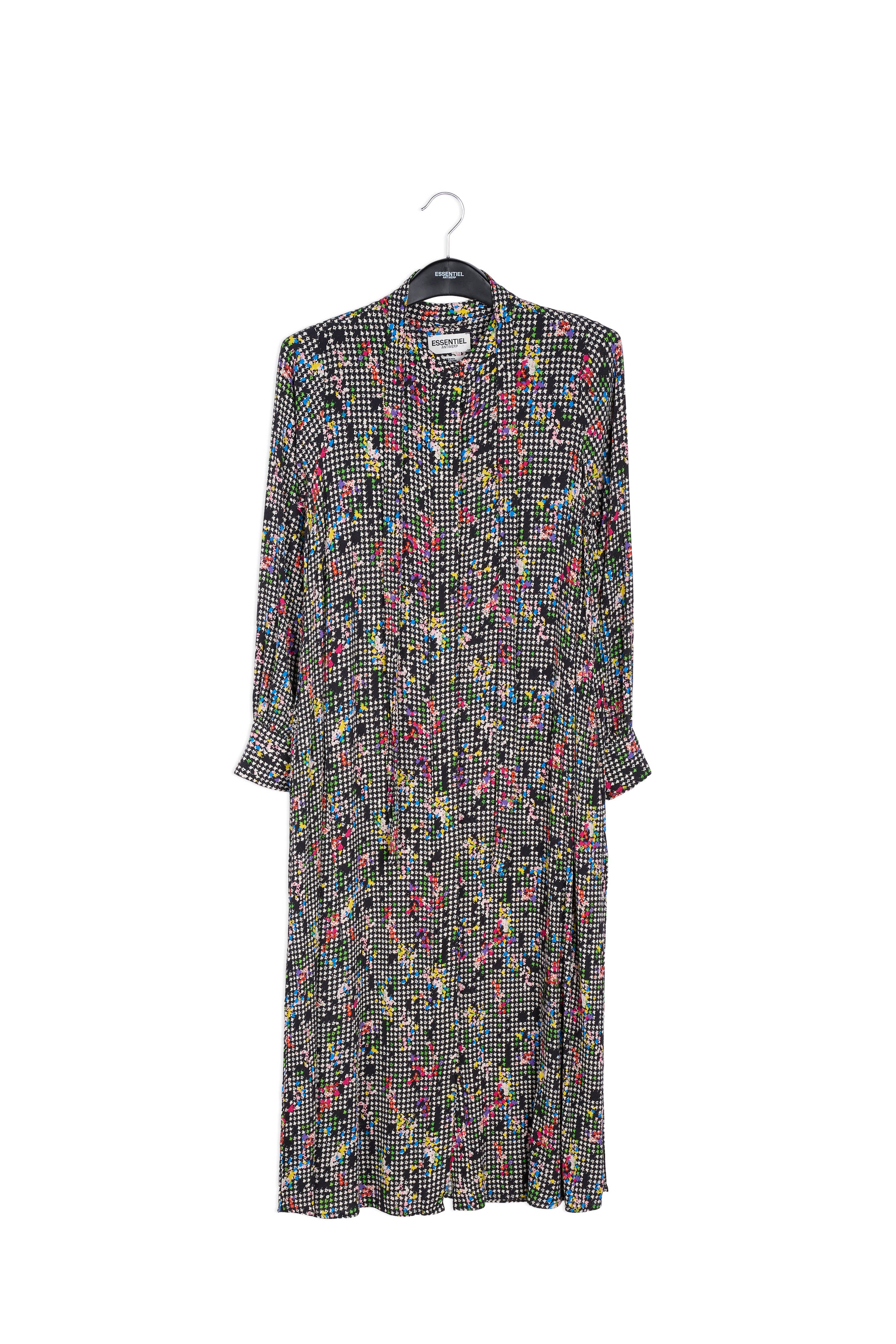 Hemdjurk met zwarte en witte pied-de-pouleprint RE—SSENTIEL | Essentiel second hand