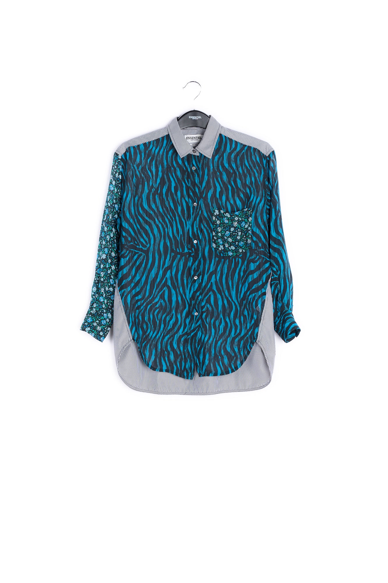 Blue and black multiprint shirt RE—SSENTIEL | Essentiel second hand