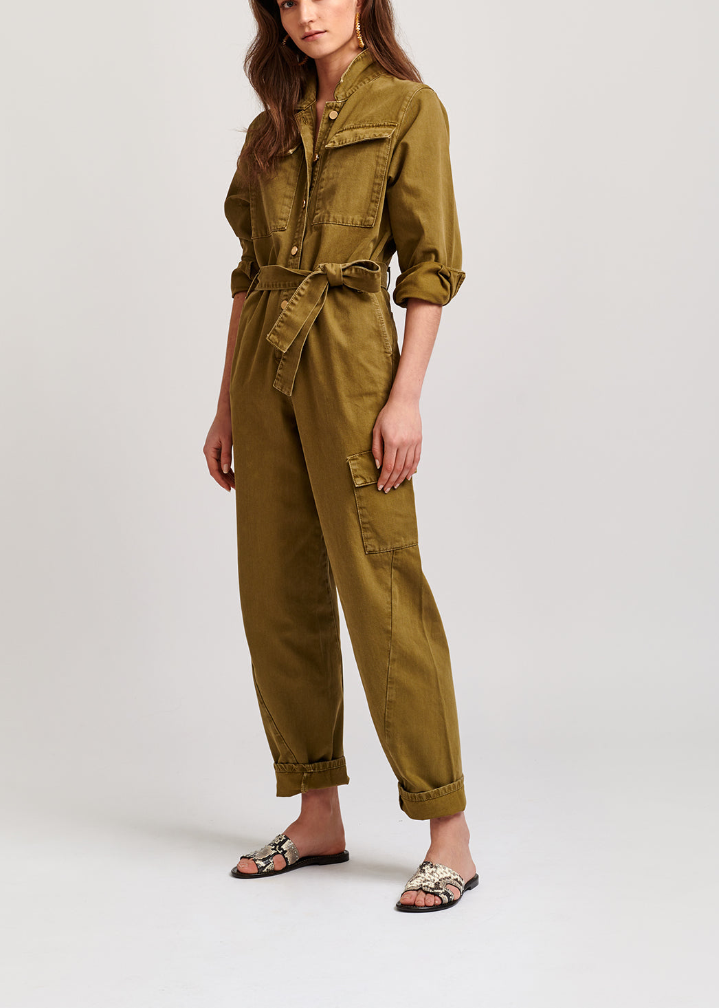 Combinaison jean vert kaki RE—SSENTIEL | Essentiel second hand