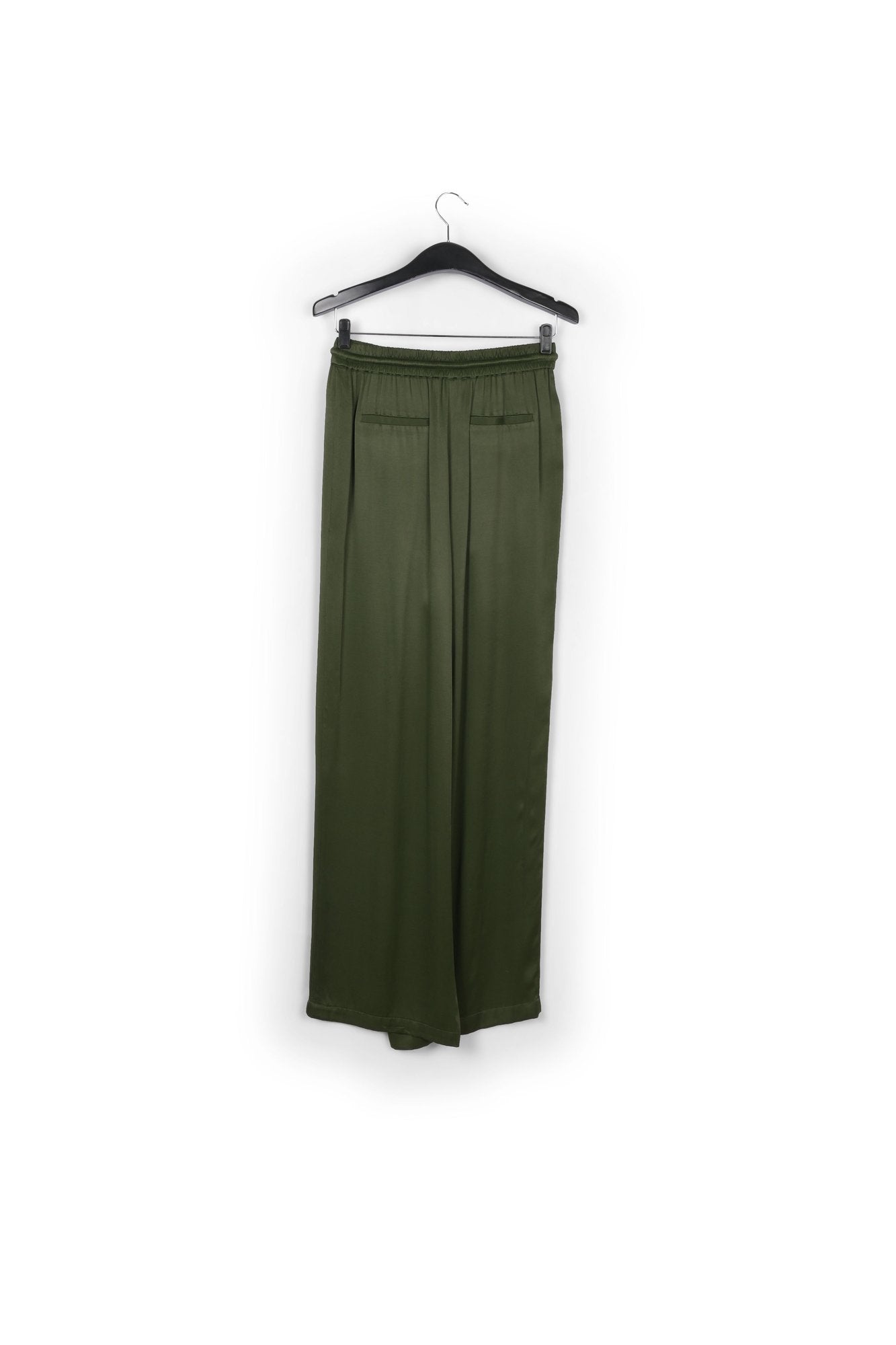 Pine green wide leg satin pj pants RE—SSENTIEL | Essentiel second hand