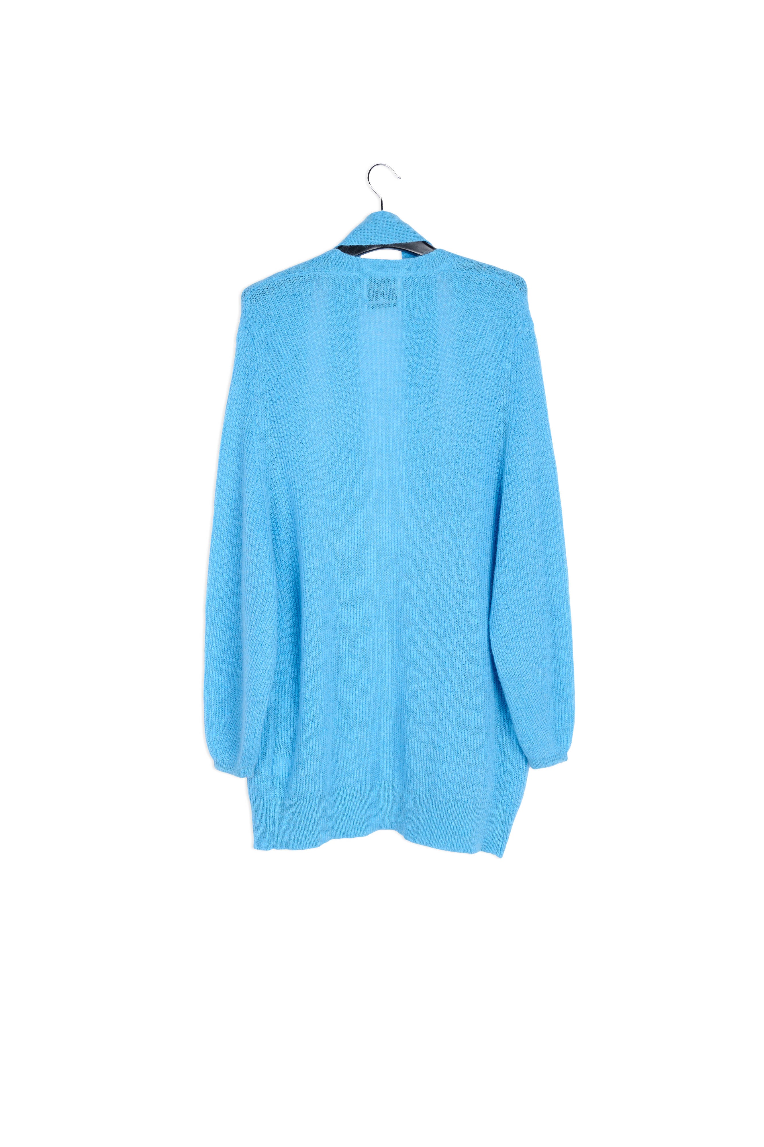 Light blue mohair blend cardigan with belt RE—SSENTIEL | Essentiel second hand