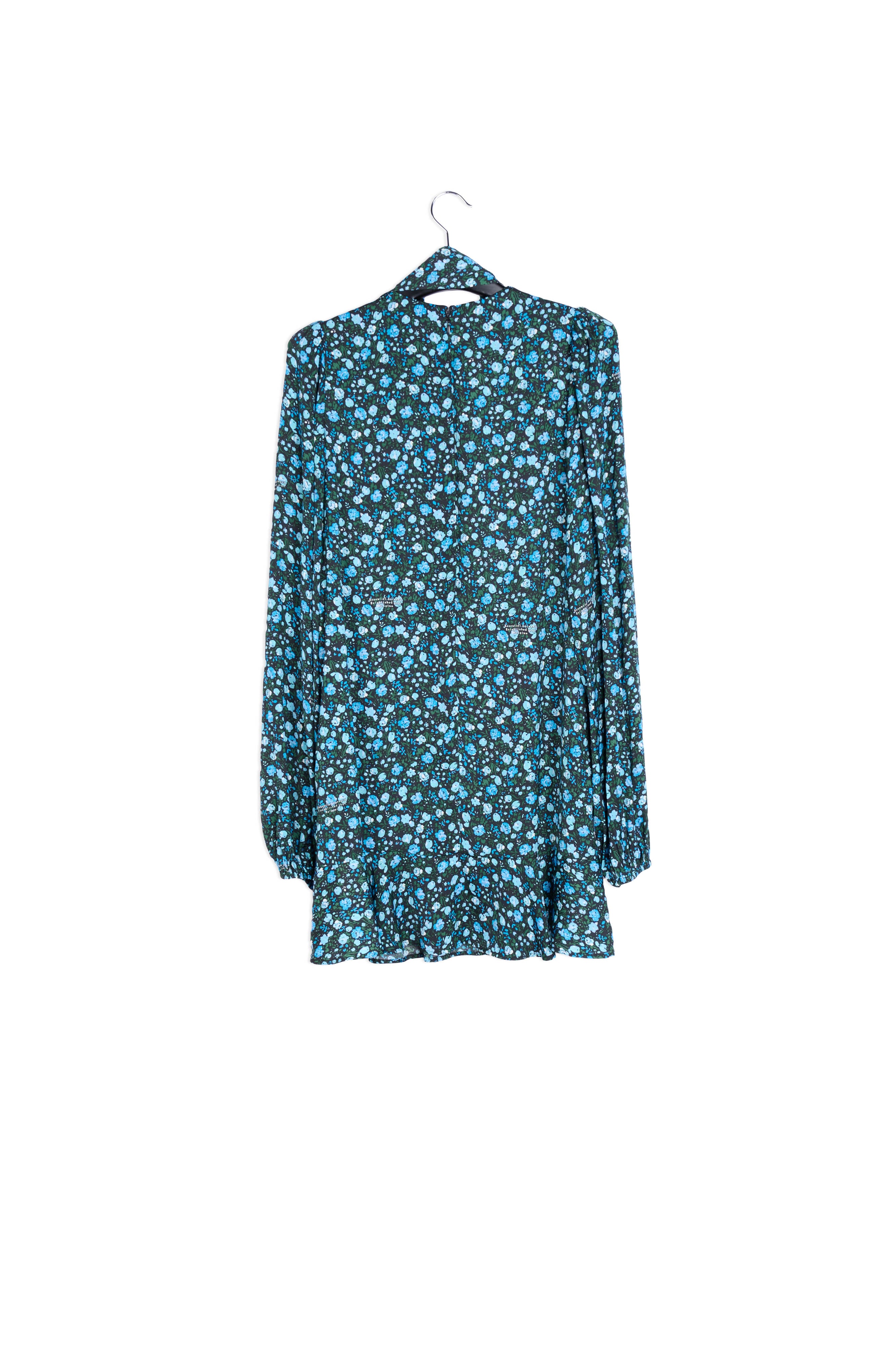 Blauwe mini-jurk met bloemenprint RE—SSENTIEL | Essentiel second hand