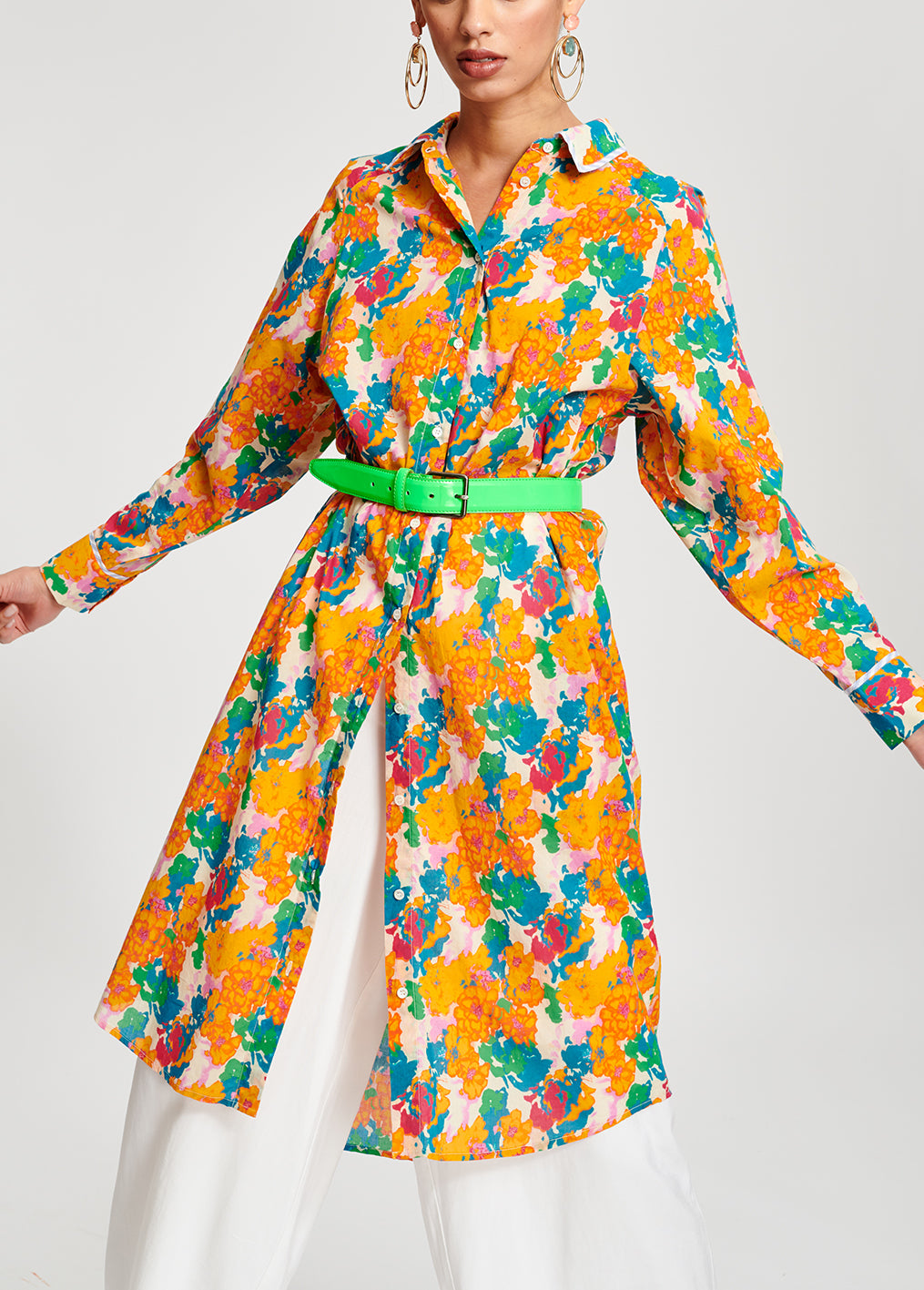 Multicoloured floral-print shirt dress RE—SSENTIEL | Essentiel second hand
