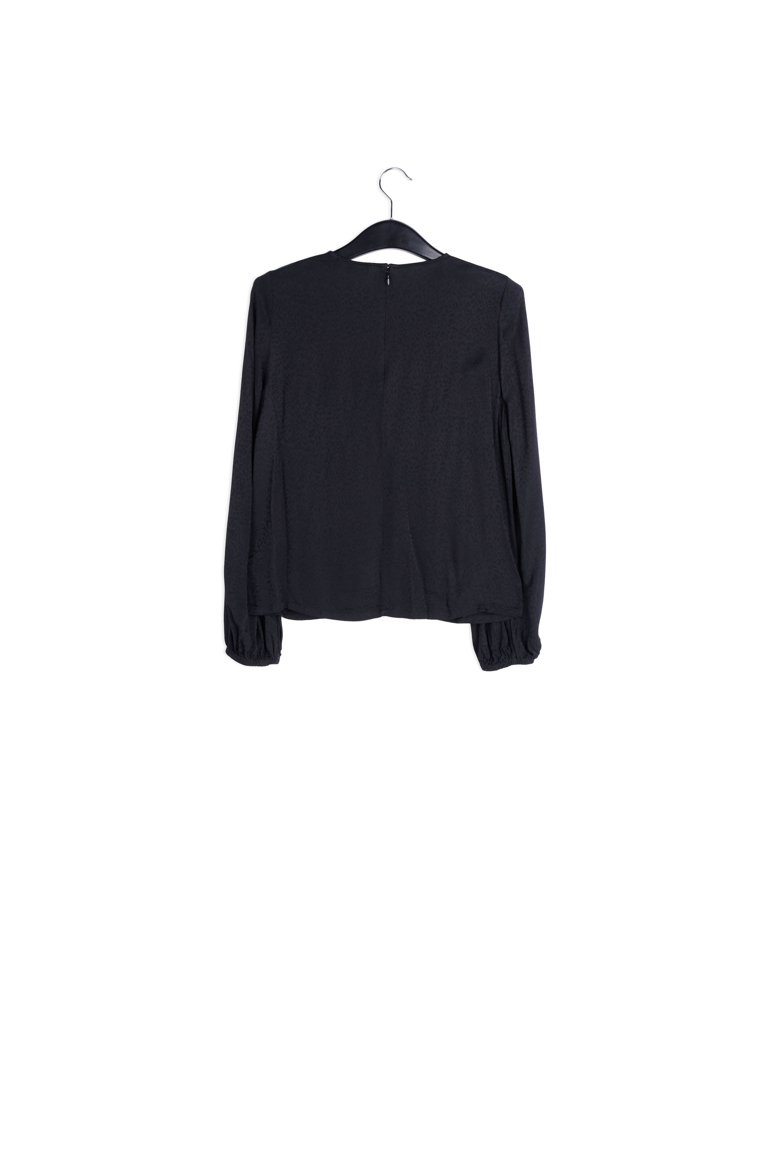 Zwarte blouse met panterprint RE—SSENTIEL | Essentiel second hand