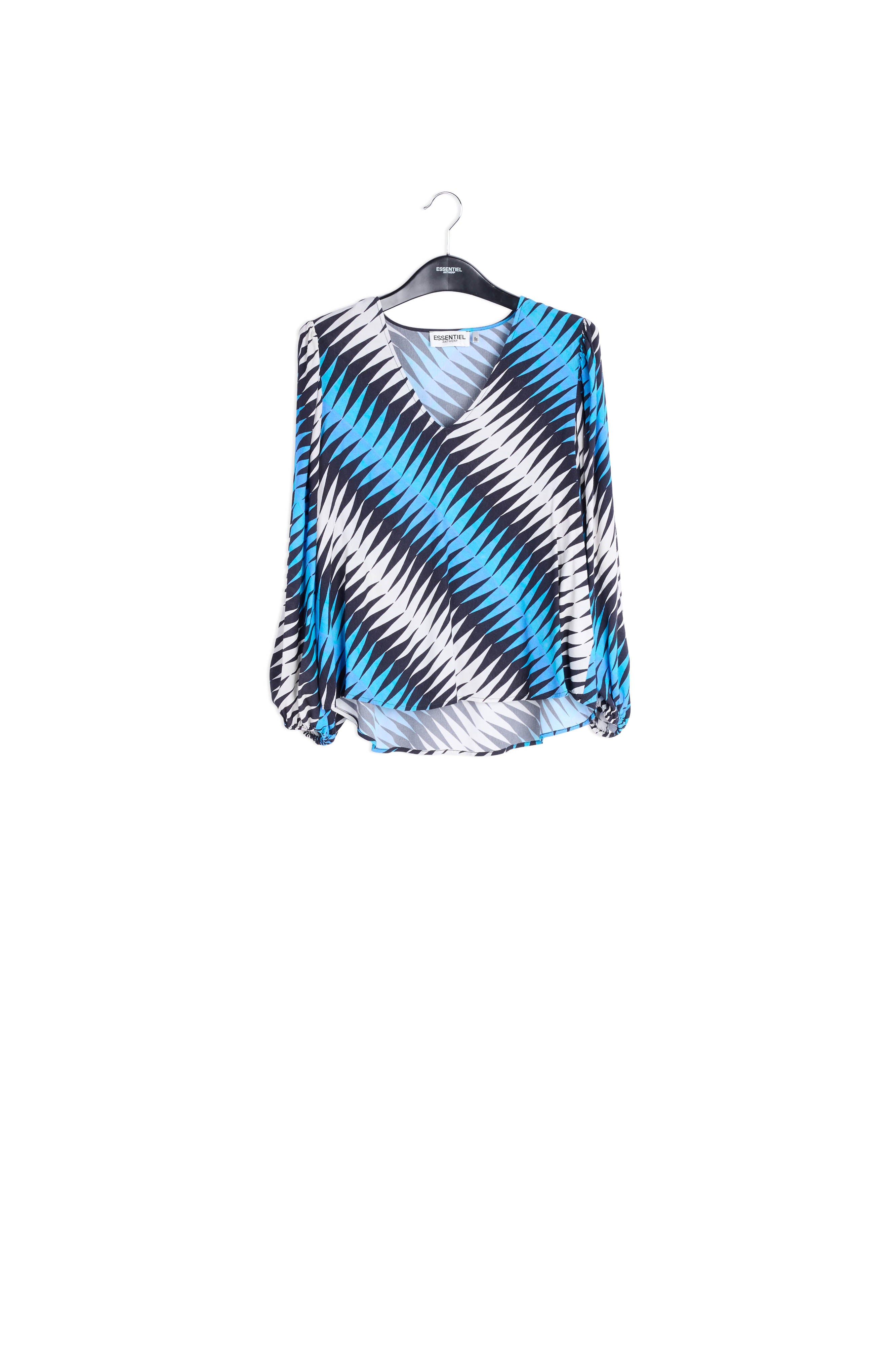 Grafische top met volumineuze mouwen RE—SSENTIEL | Essentiel second hand