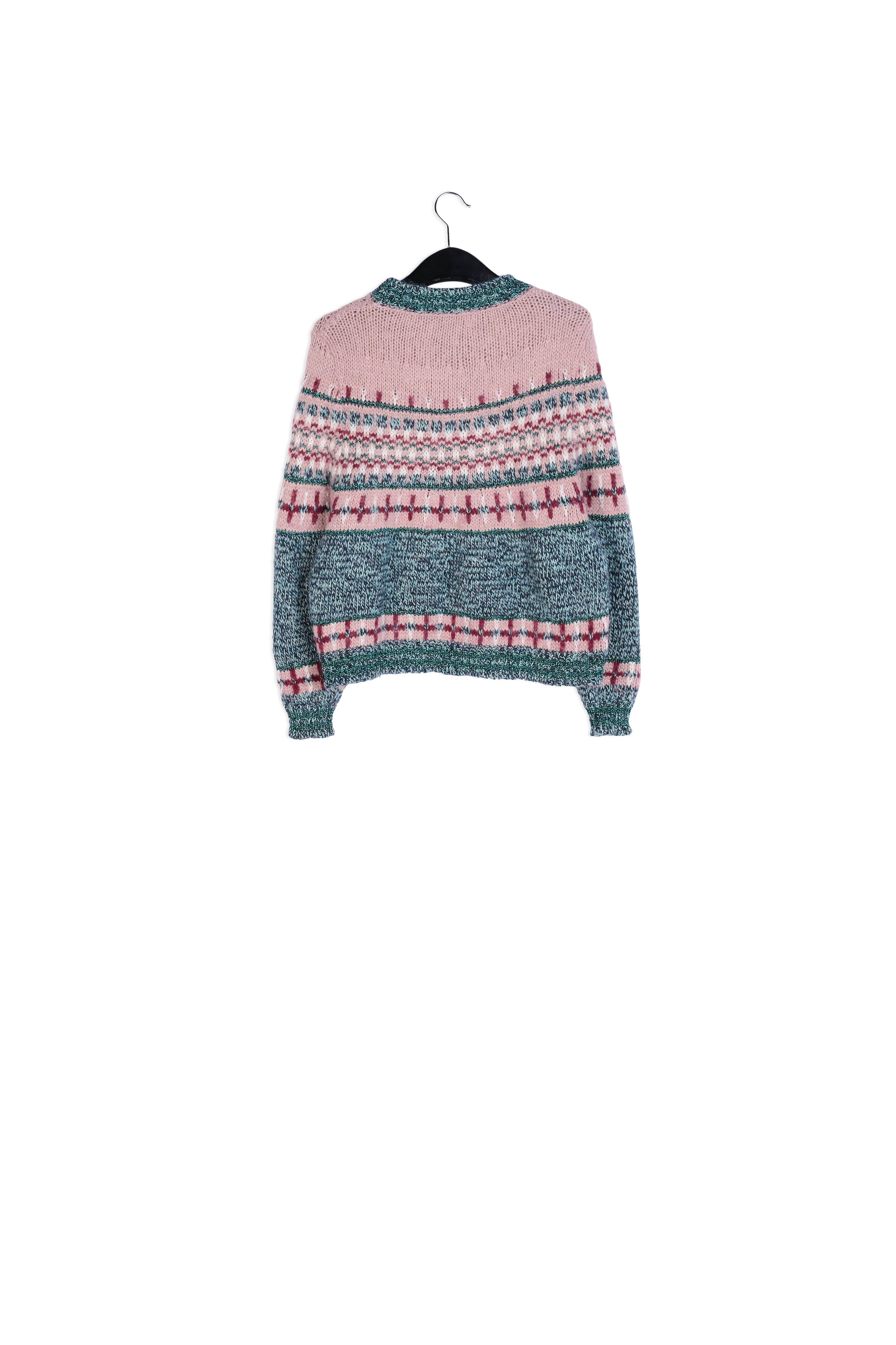 Pull cocon avec motif rouge, rose et blanc RE—SSENTIEL | Essentiel second hand