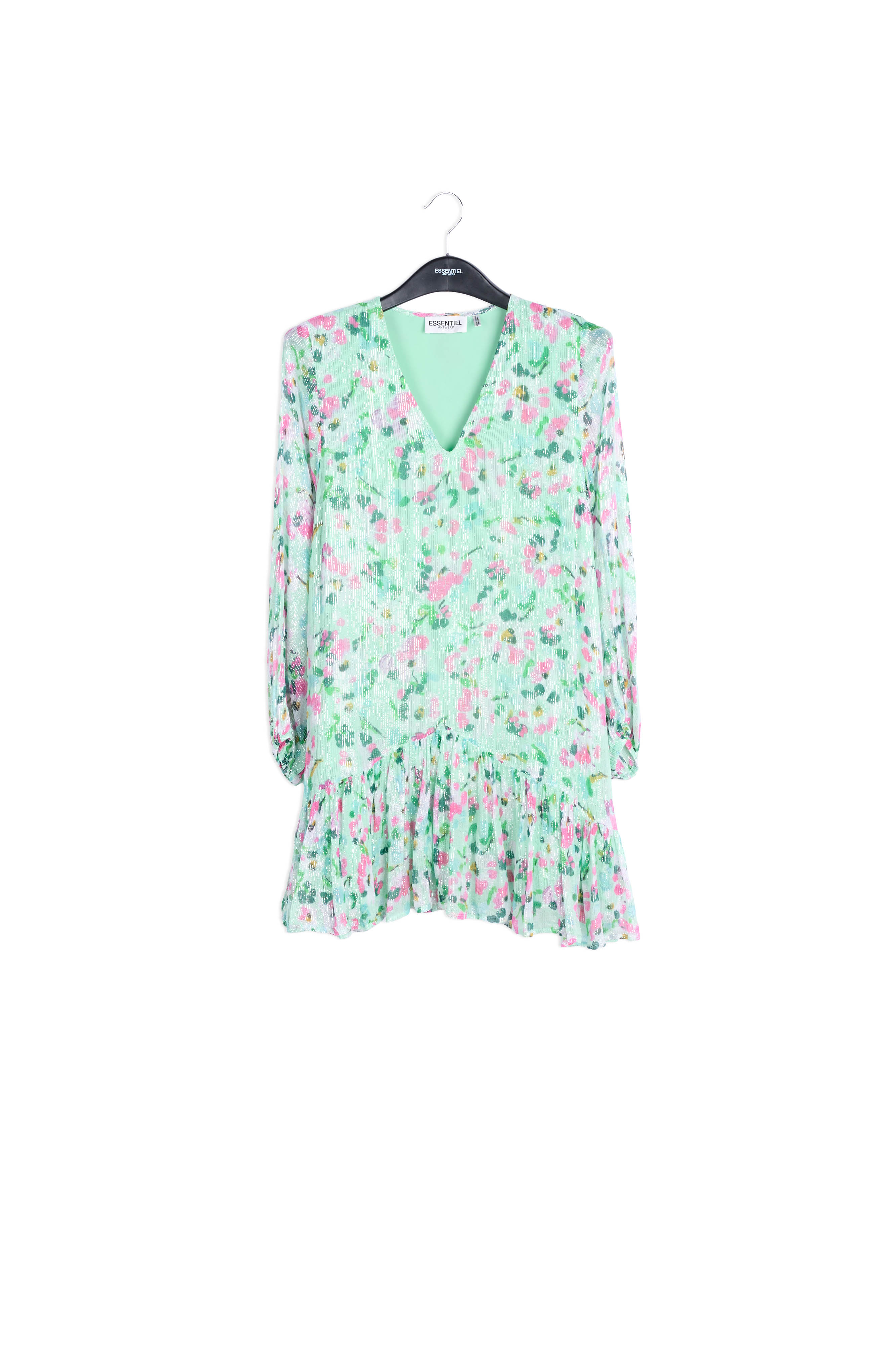 Robe trapèze vert menthe à imprimé floral RE—SSENTIEL | Essentiel second hand