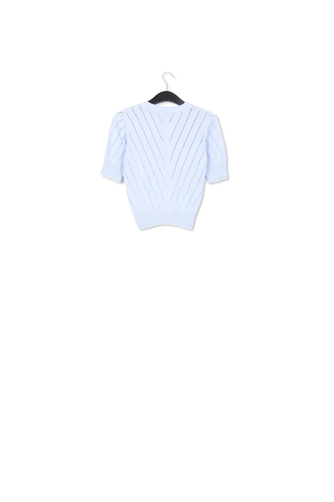 Light blue pointelle-knitted sweater with embroideries RE—SSENTIEL | Essentiel second hand