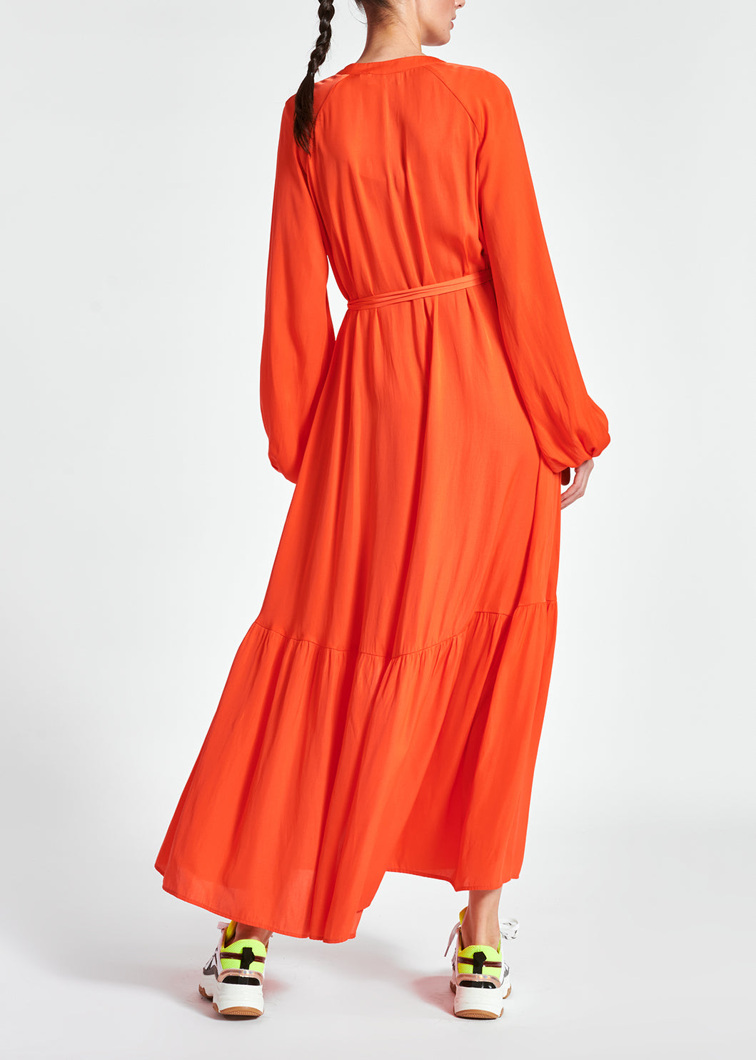 Bright orange long-sleeved maxi dress RE—SSENTIEL | Essentiel second hand