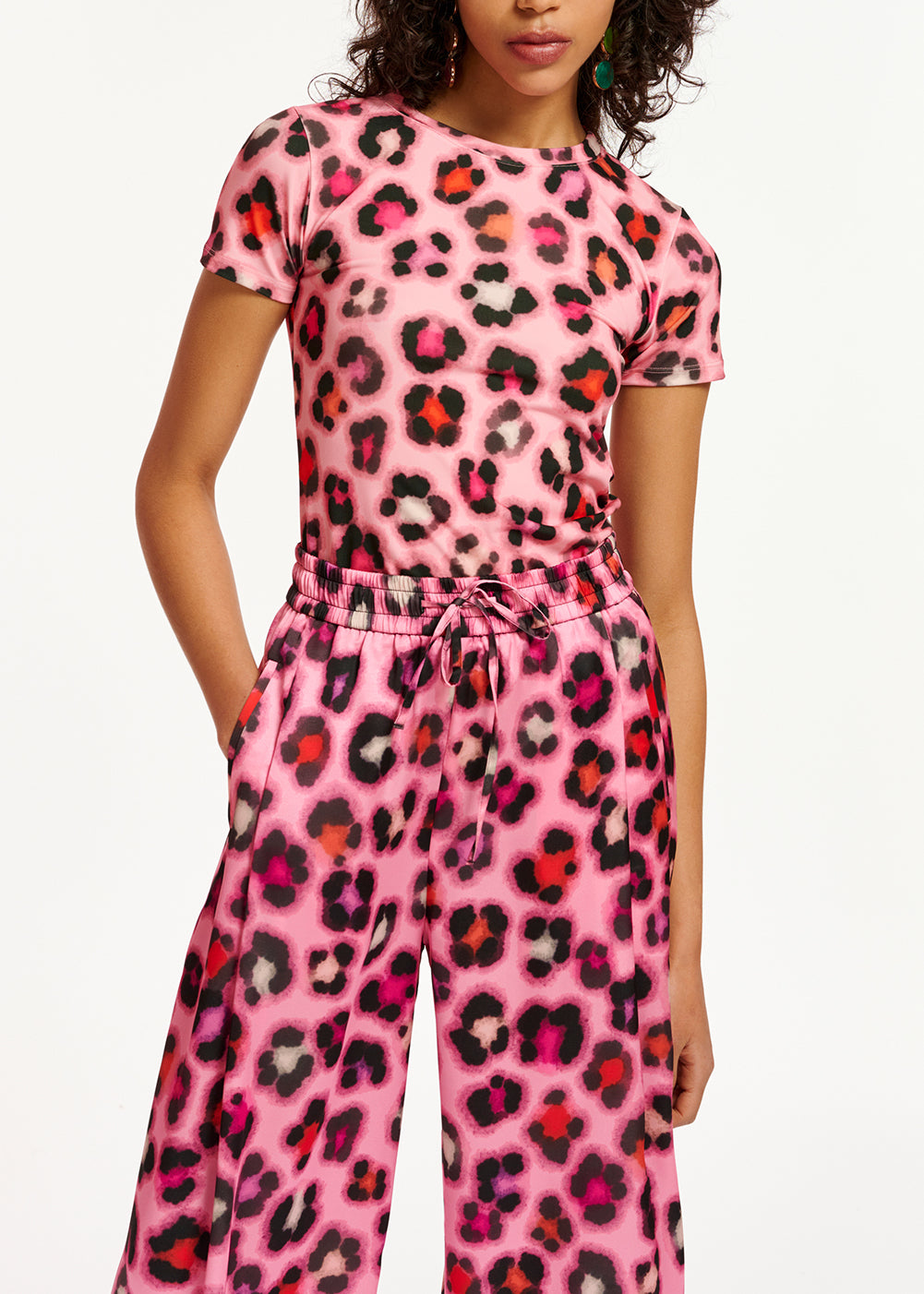 Pink T-shirt with multicolor leopard print RE—SSENTIEL | Essentiel second hand