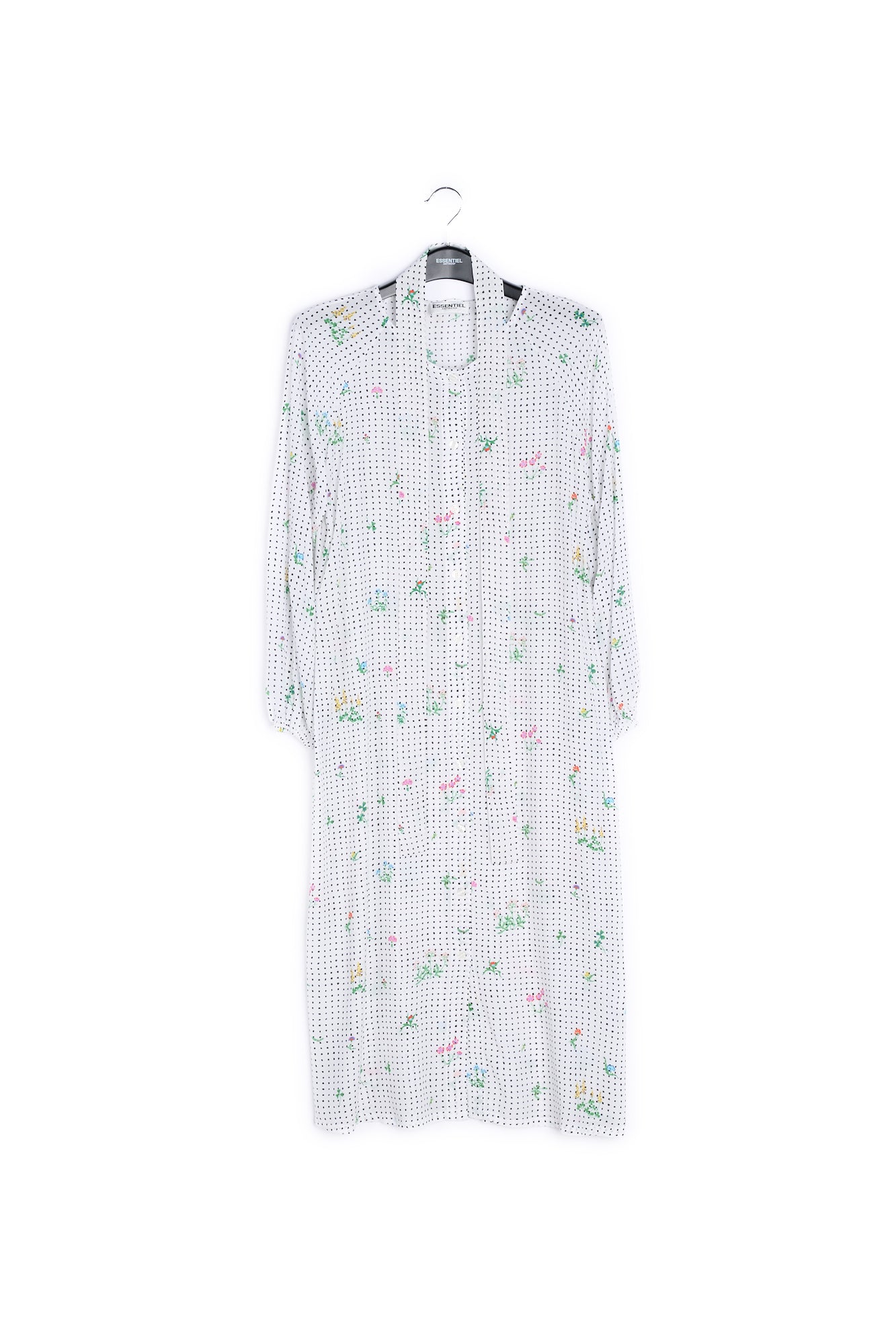 Off-white polka dot and floral shirt dress RE—SSENTIEL | Essentiel second hand