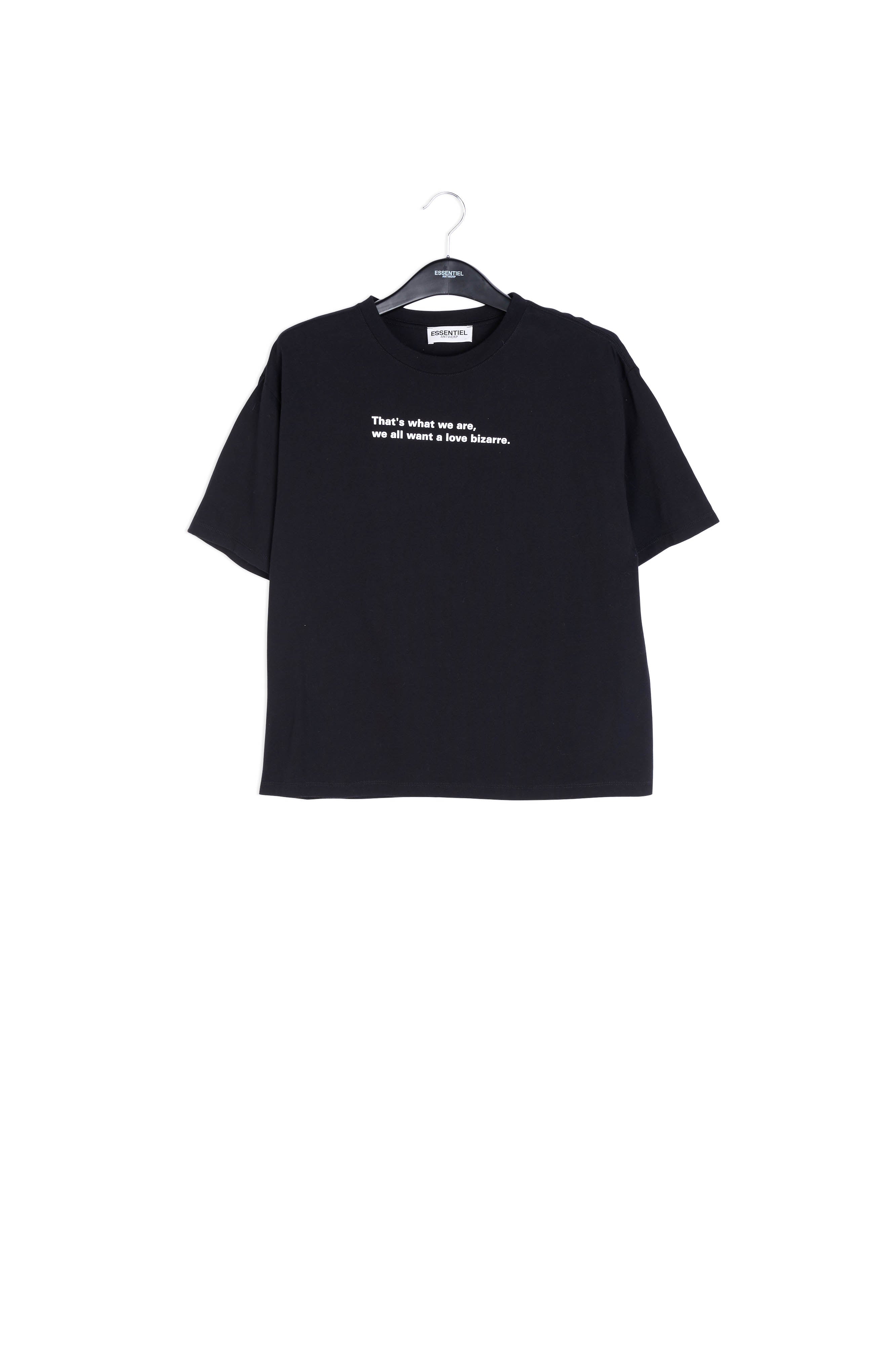 Black printed cotton-jersey t-shirt RE—SSENTIEL | Essentiel second hand