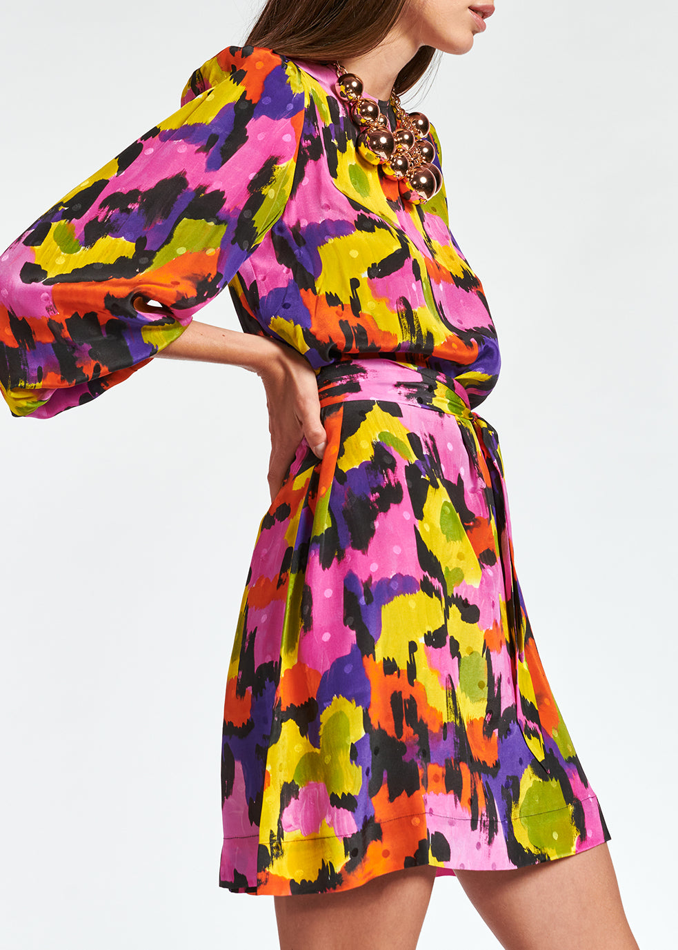 Mini robe en jacquard de soie multicolore RE—SSENTIEL | Essentiel second hand