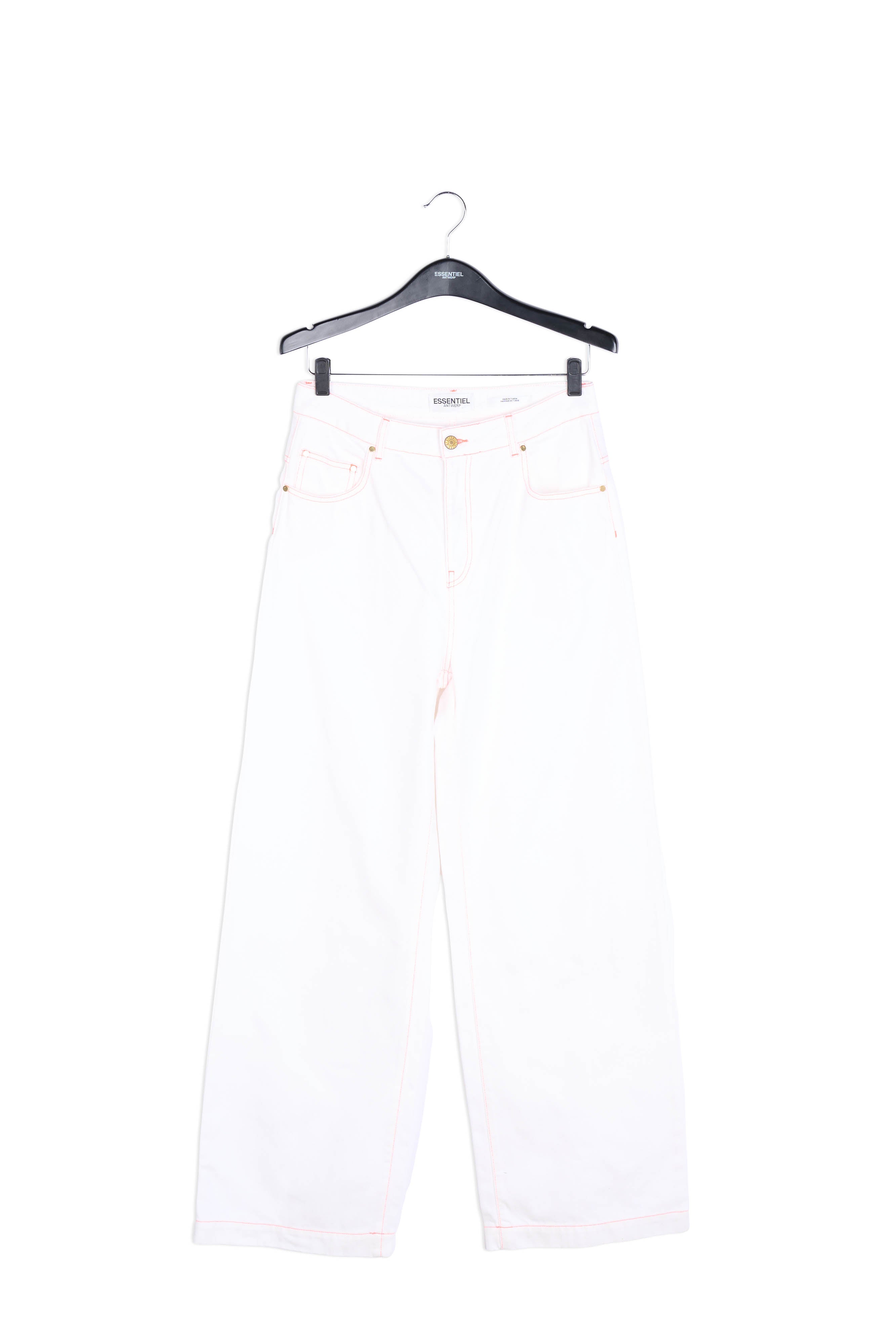 Off-white cotton high-rise wide-leg jeans RE—SSENTIEL | Essentiel second hand